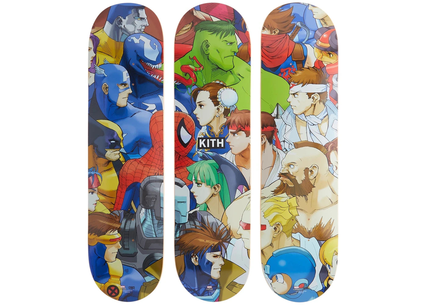 Kith X Marvel Capcom Triptych Set Of 3 Skateboard Deck