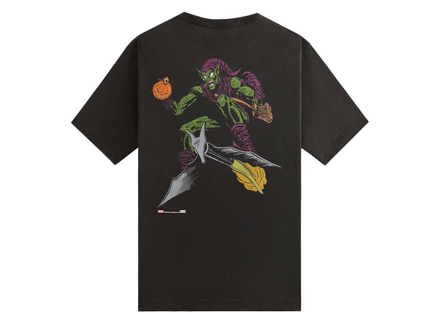 kith x marvel green goblin vintage tee black