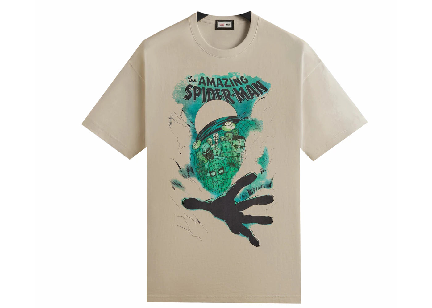 kith x marvel mysterio spiderman vintage tee sandrift
