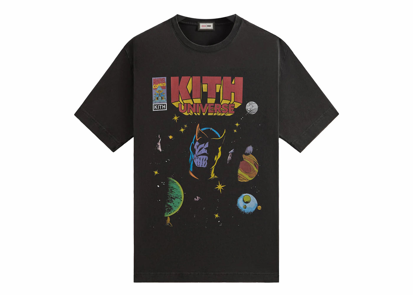 kith x marvel universe graphic vintage tee black