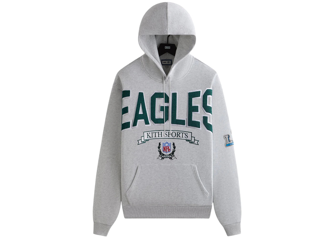 kith x nfl 47 eagles nelson hoodie light heather grey