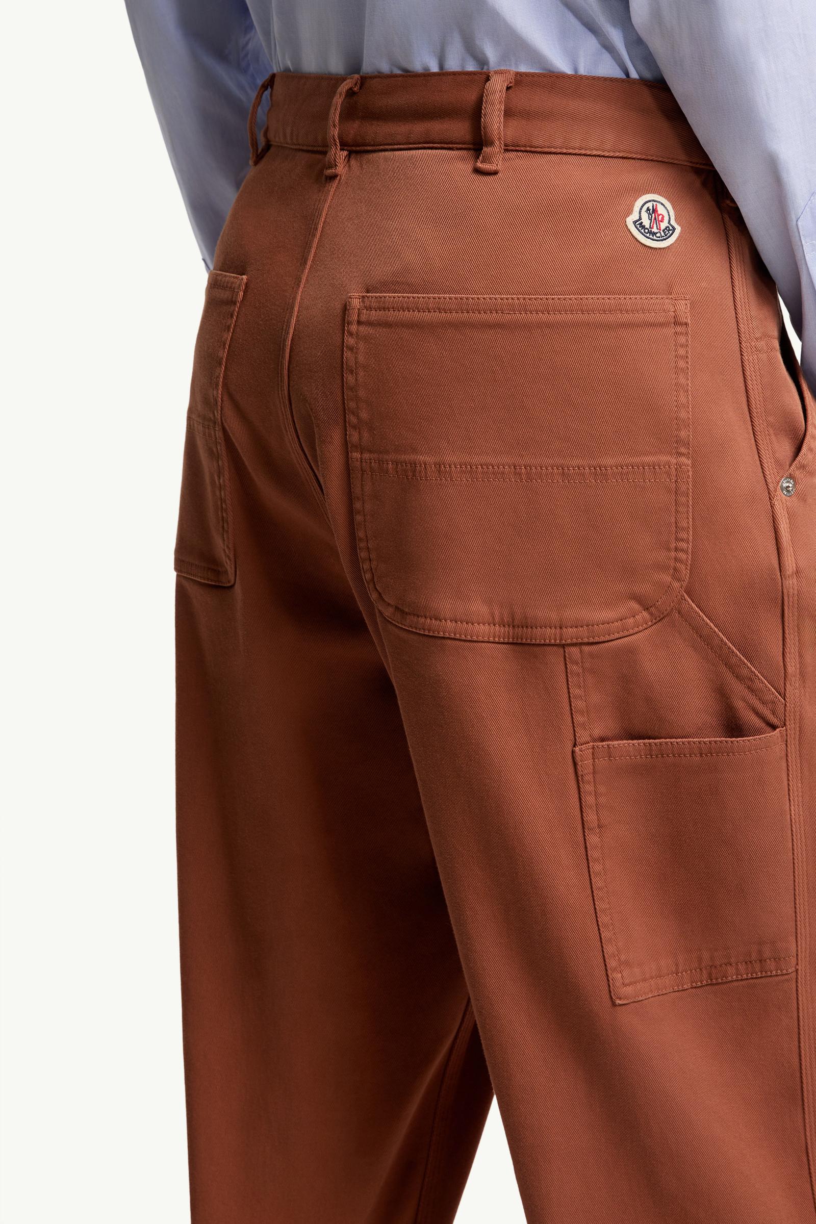 Moncler Cargo Cotton Blend Gabardine Pants Red Brown Red Brown