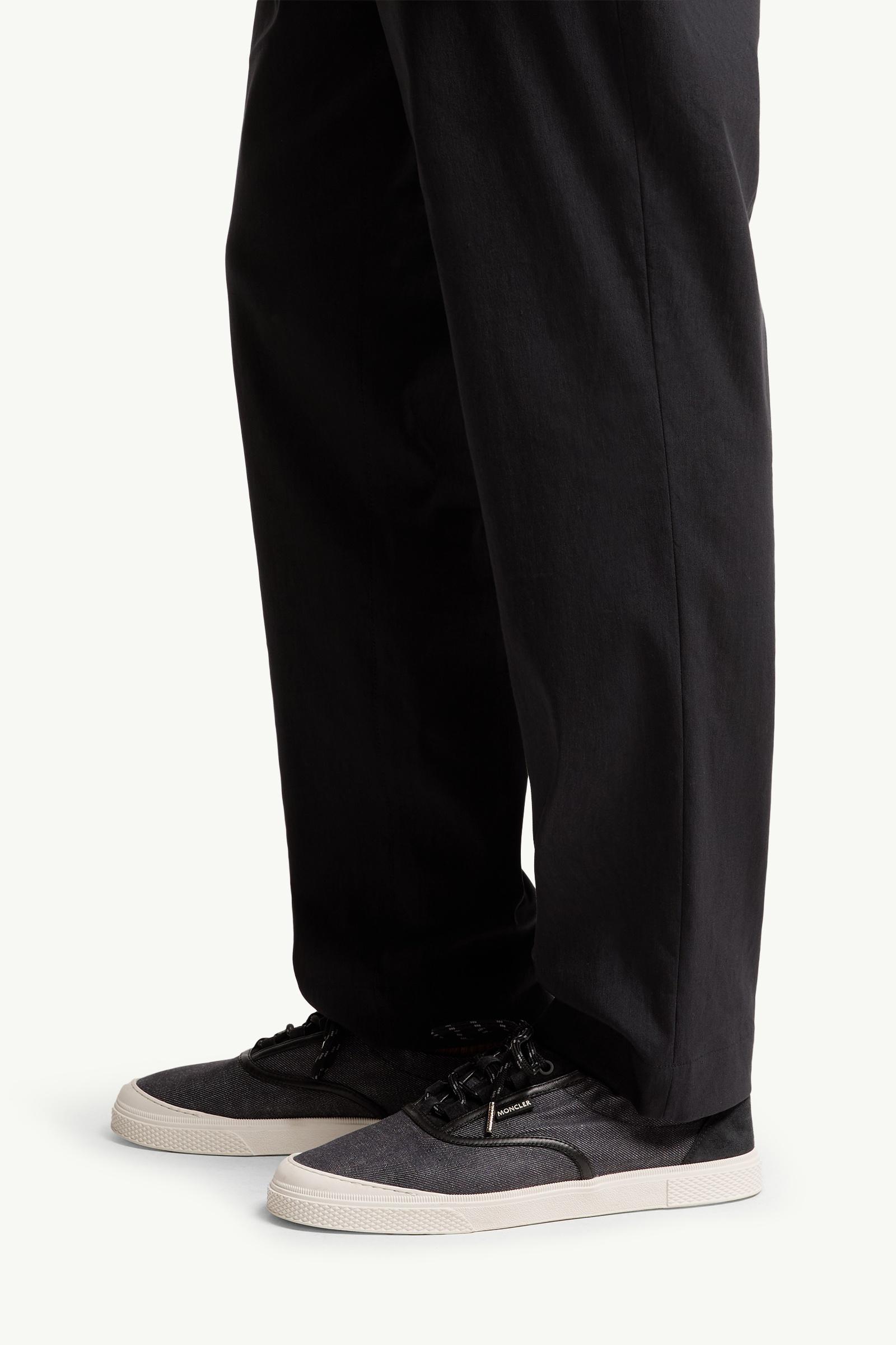 Moncler Technical Linen Blend Pants Navy Blue Navy Blue