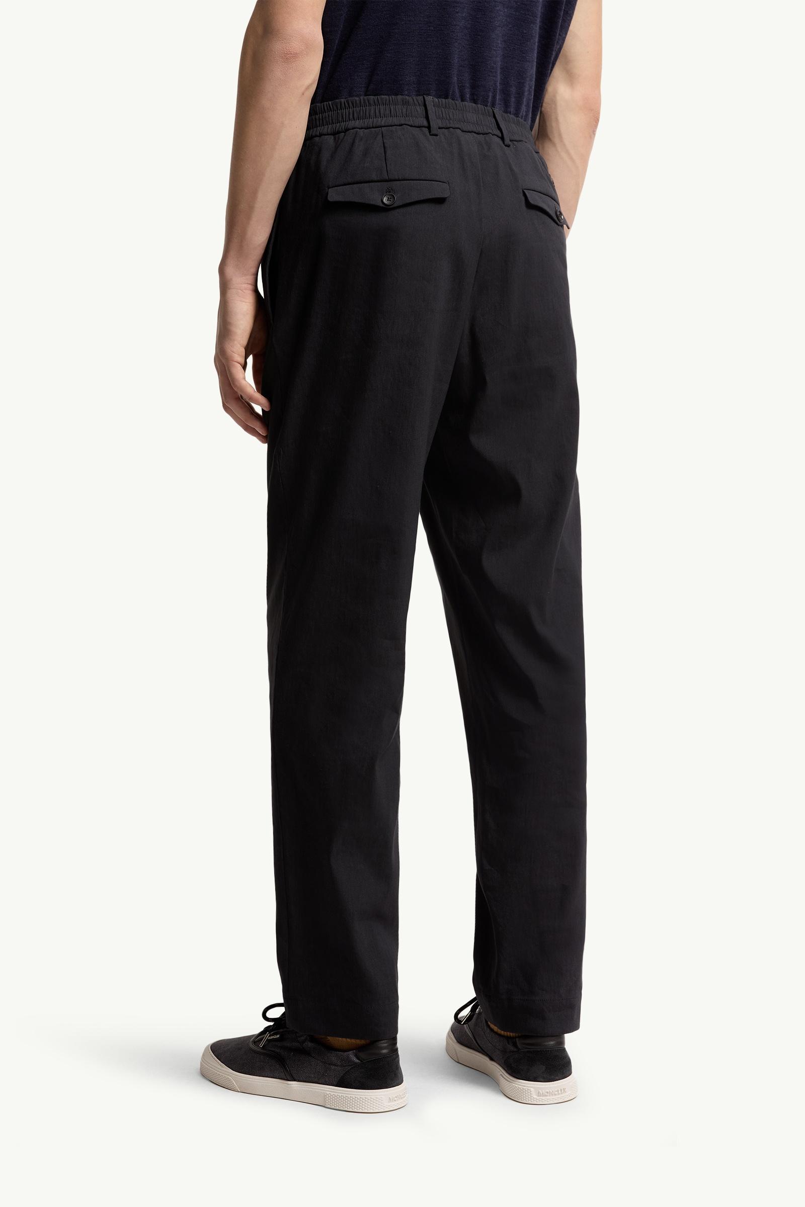 Moncler Technical Linen Blend Pants Navy Blue Navy Blue