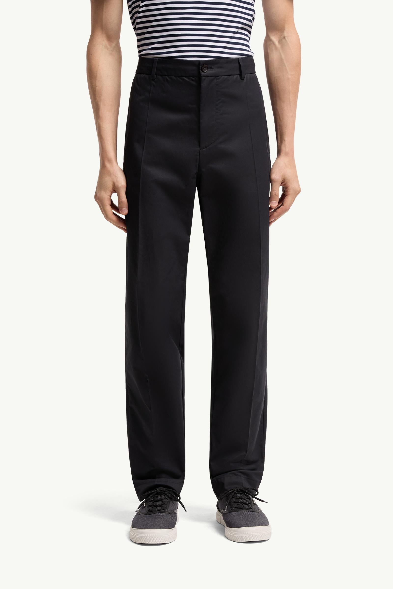 Moncler Technical Cotton Blend Pants Navy Blue Navy Blue