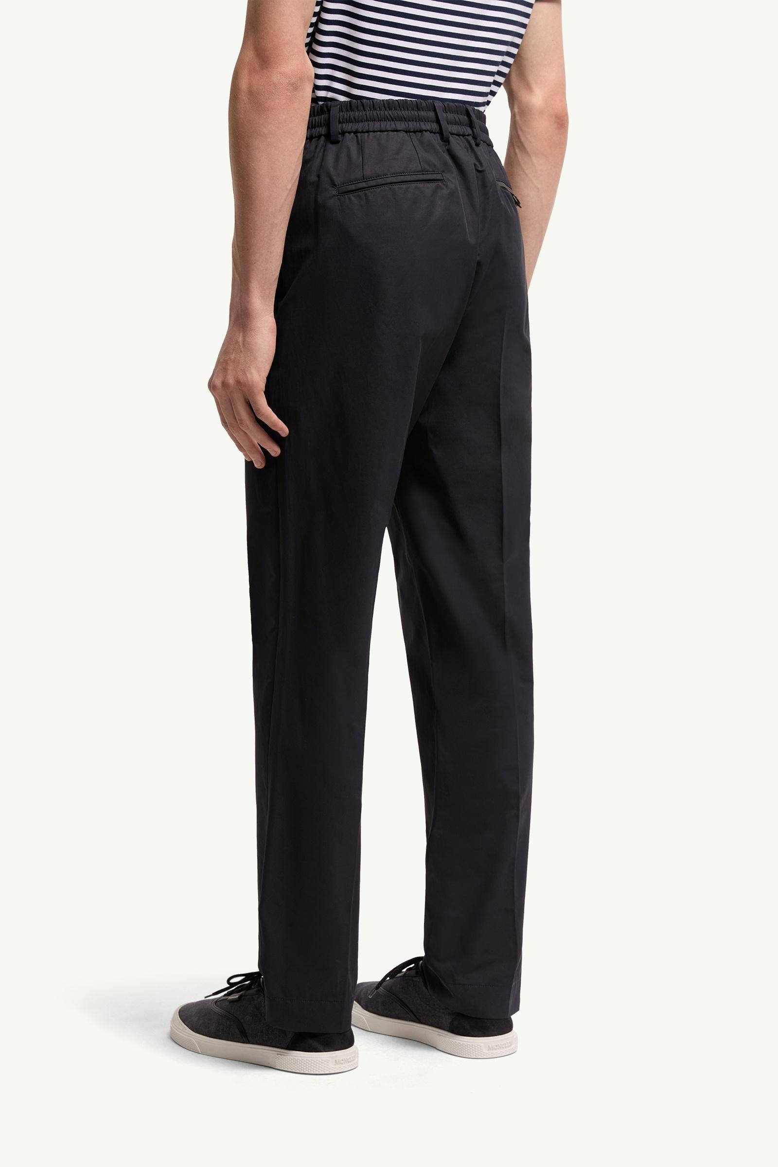 Moncler Technical Cotton Blend Pants Navy Blue Navy Blue