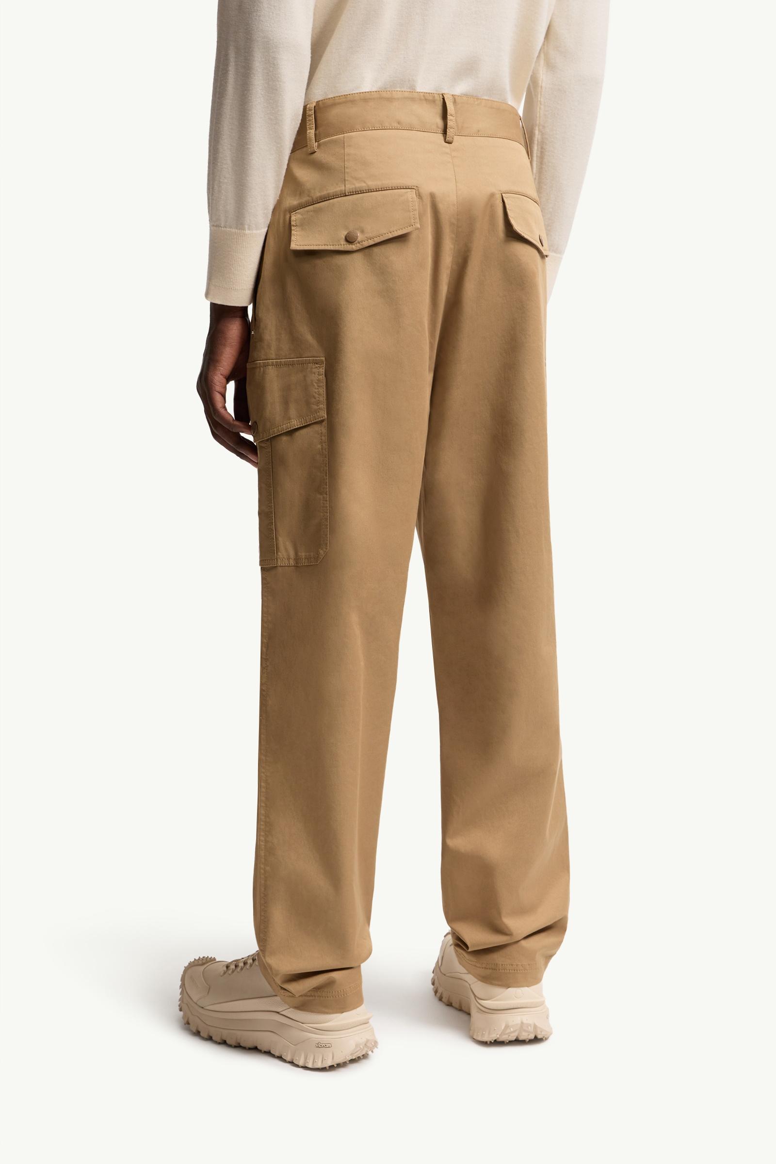 Moncler Cargo Cotton Blend Gabardine Pants Beige Beige