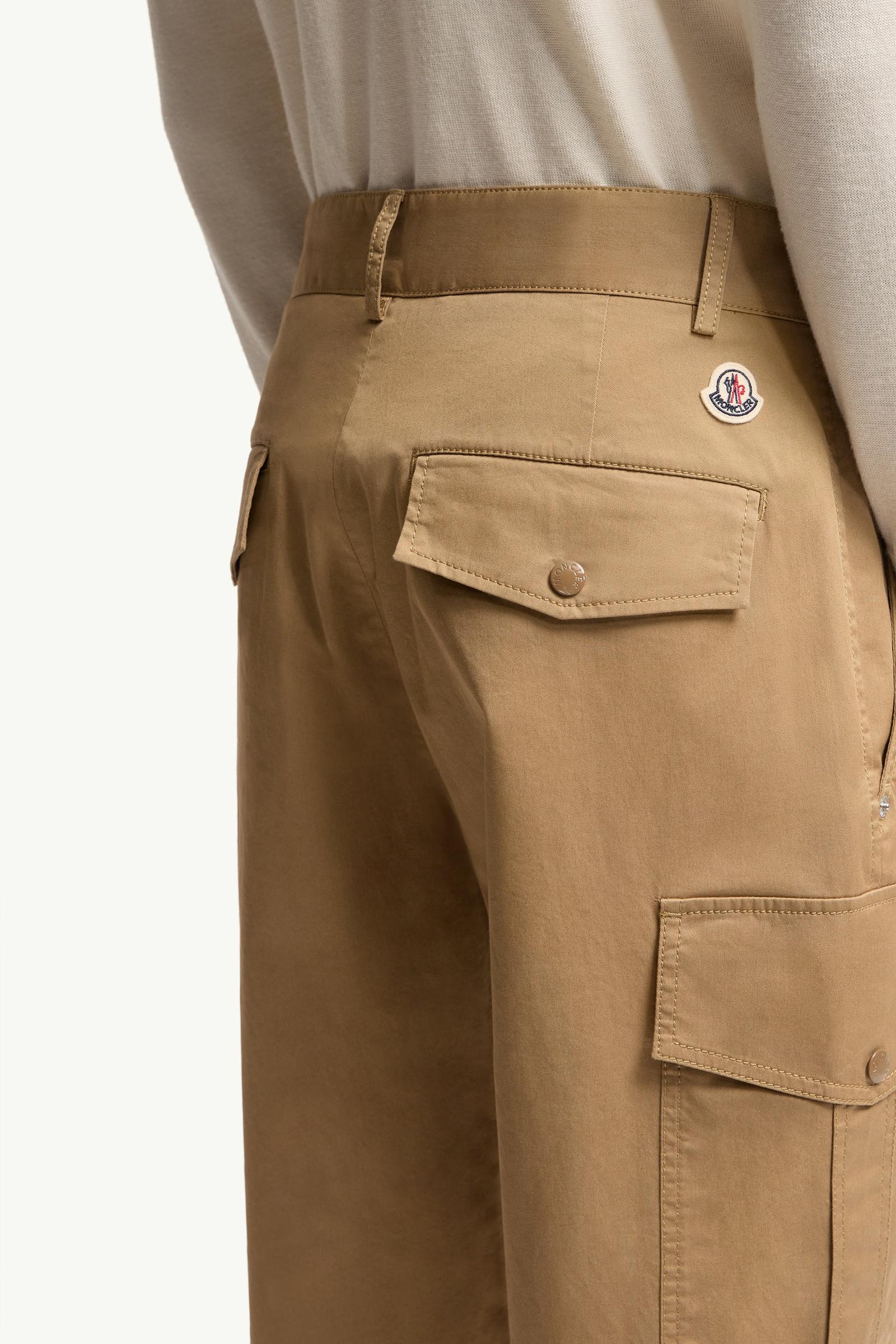 Moncler Cargo Cotton Blend Gabardine Pants Beige Beige