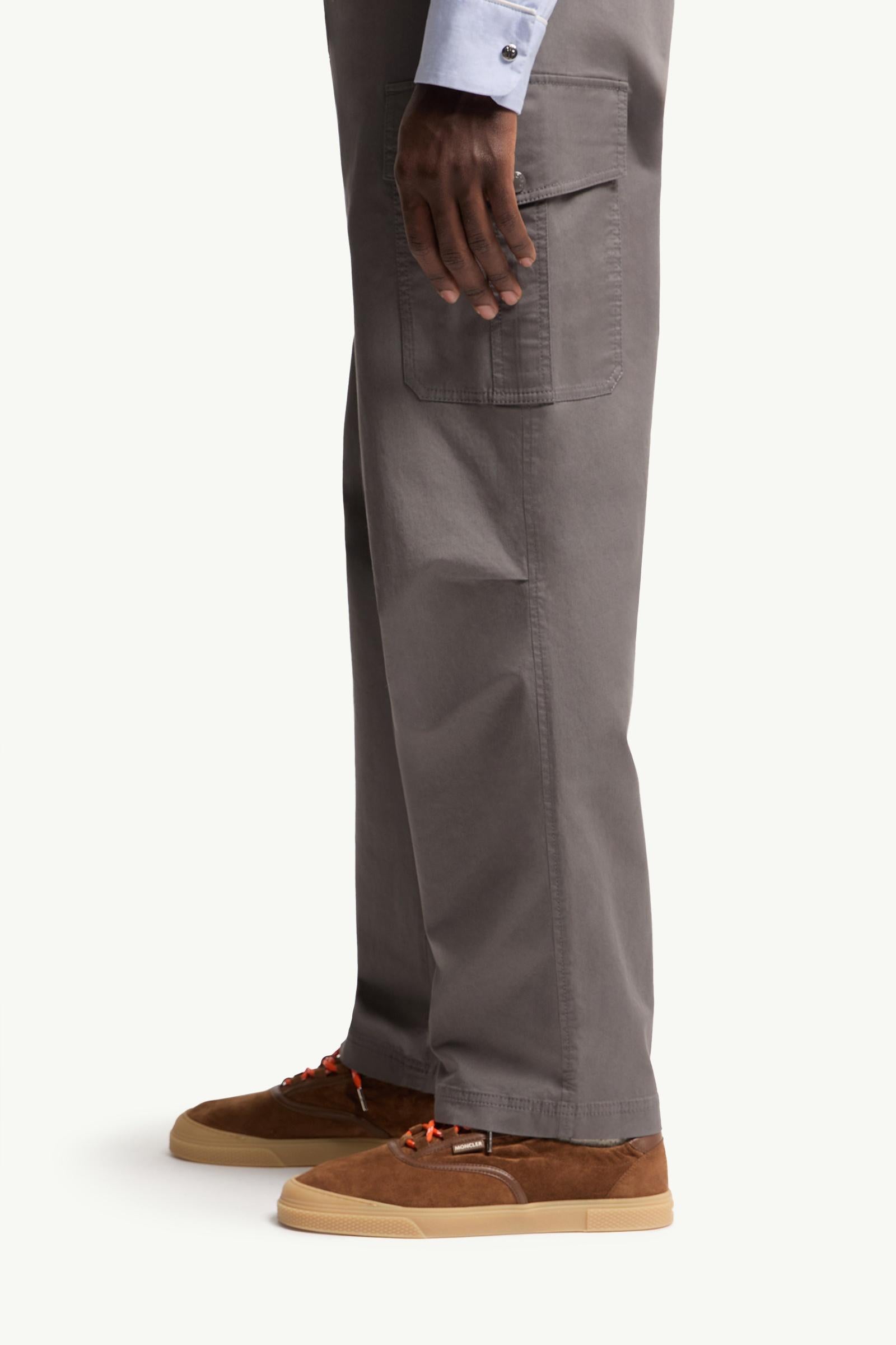 Moncler Cargo Cotton Blend Gabardine Pants Grey Grey