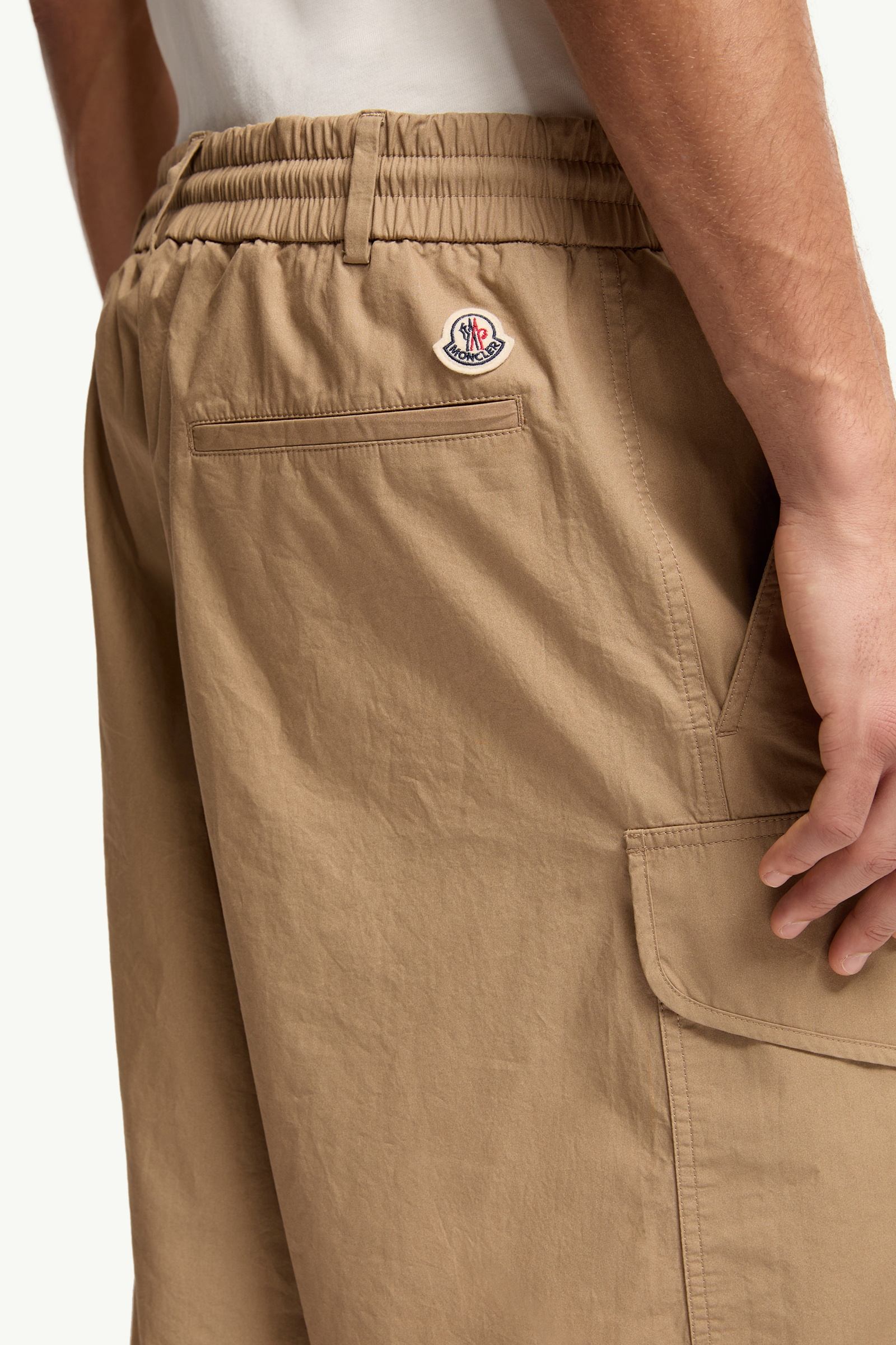 Moncler Cotton Poplin Cargo Shorts Beige Beige