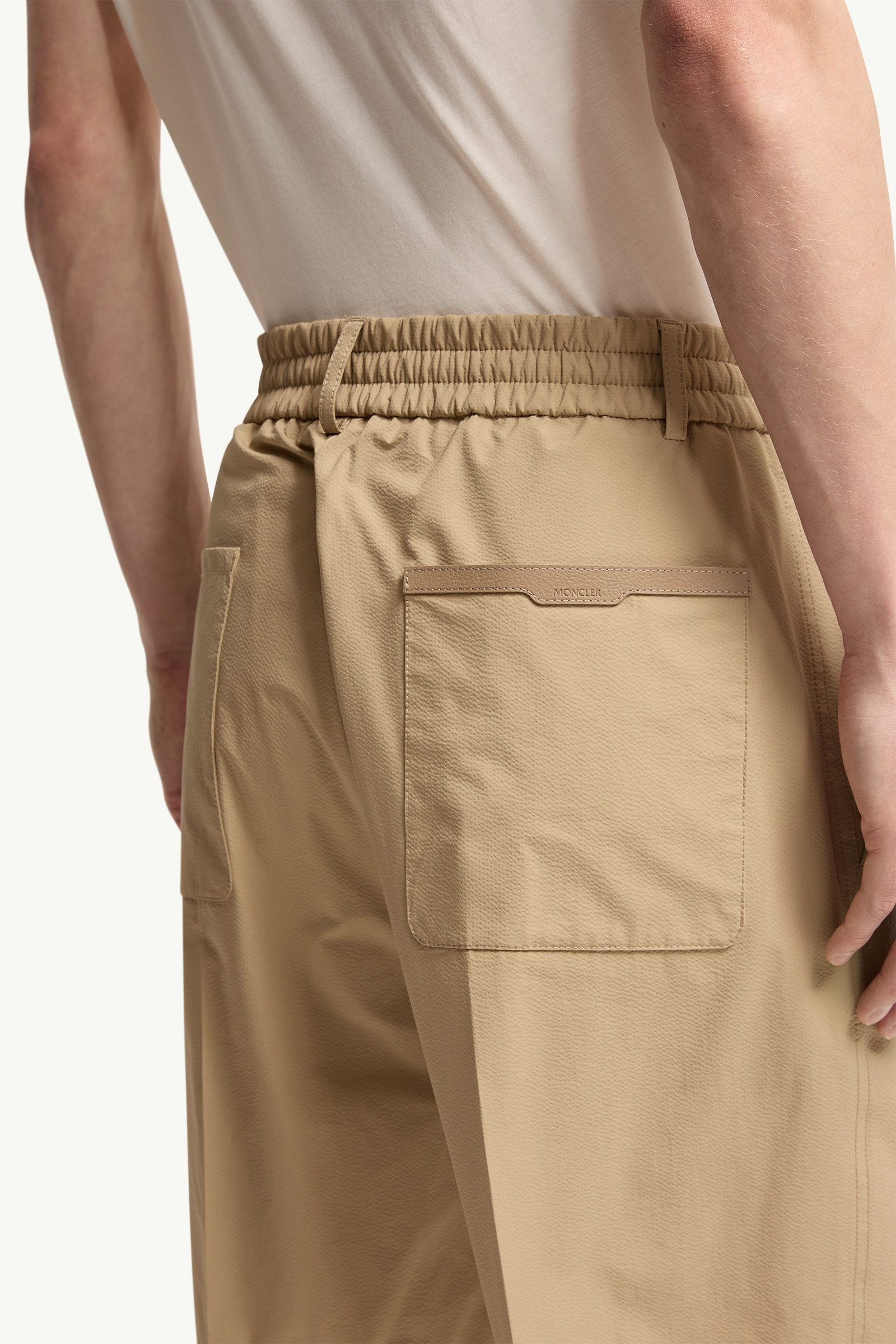 Moncler Seersucker Shorts Light Beige Light Beige