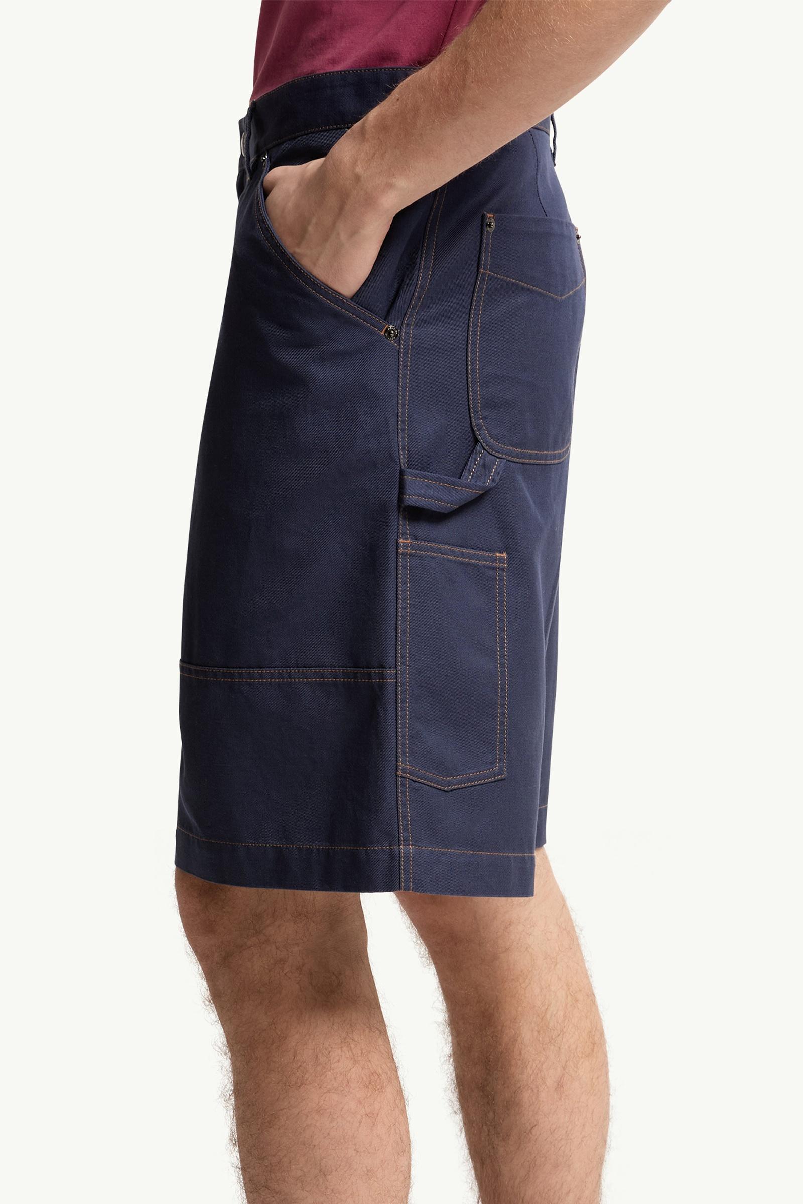 Moncler Linen & Cotton Gabardine Cargo Shorts Navy Blue Navy Blue