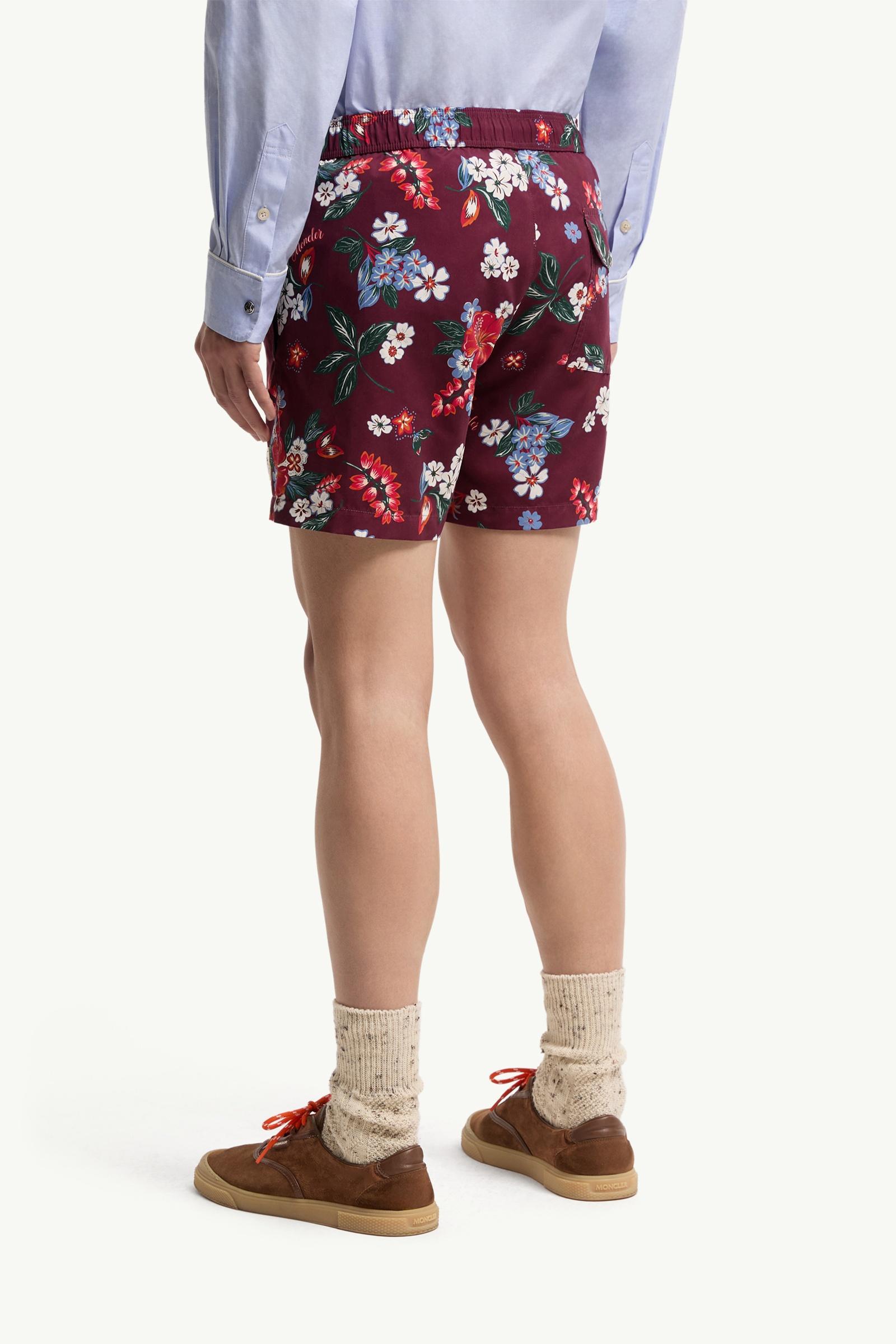 Moncler Floral Print Swim Shorts Burgundy Burgundy