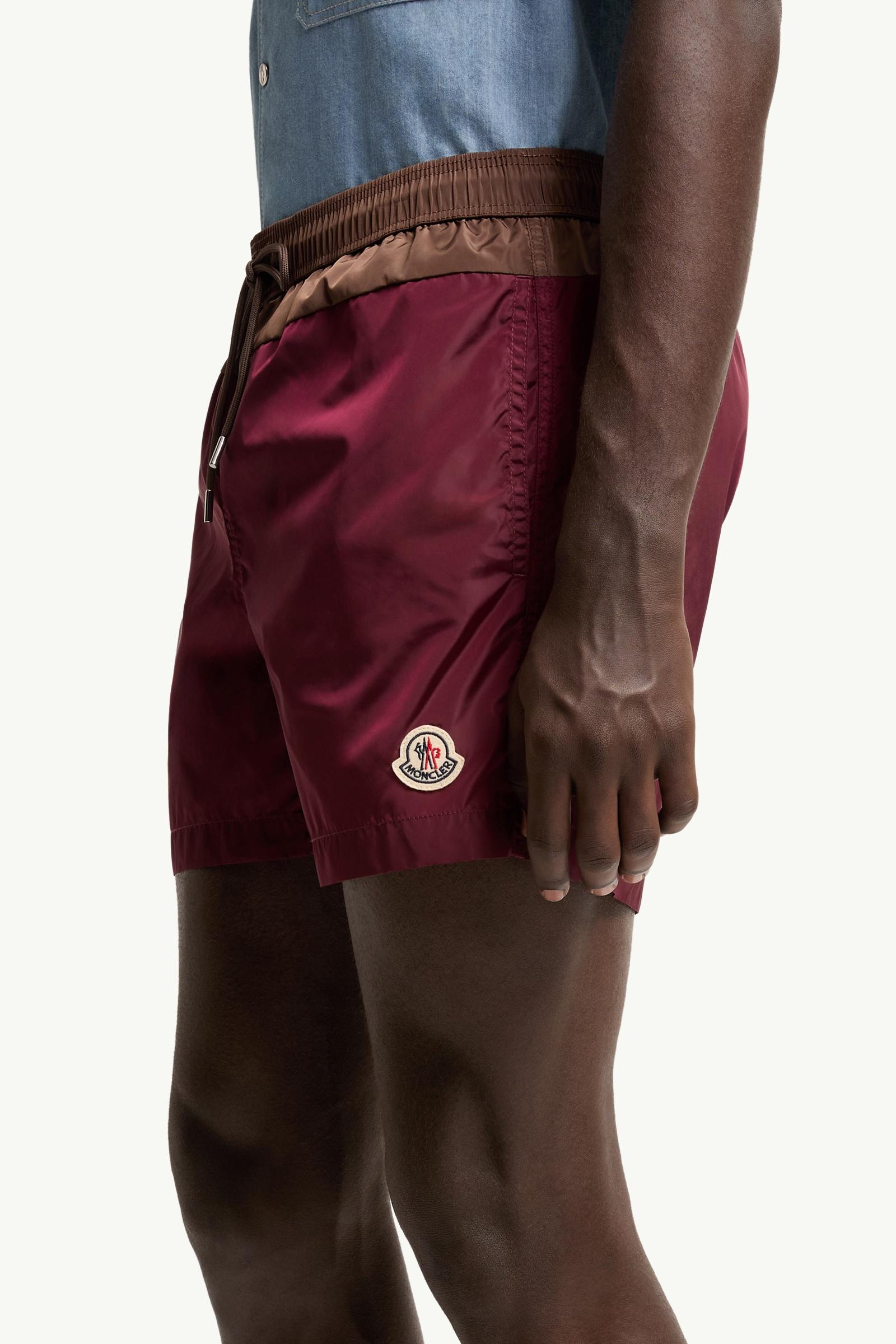 Moncler Contrast Swim Shorts Burgundy Burgundy