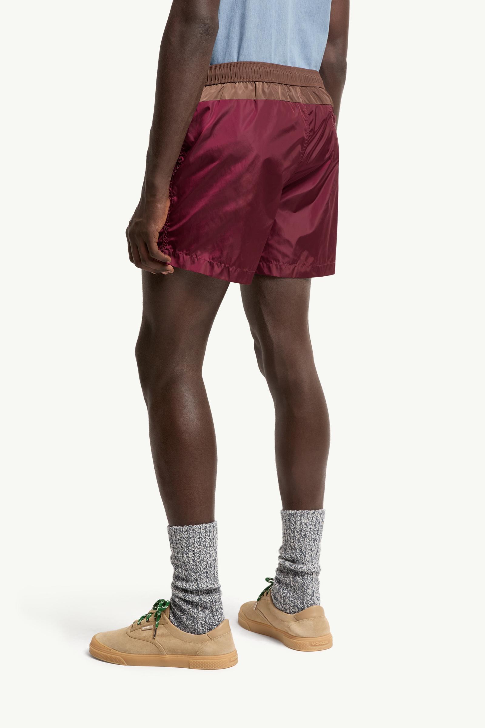 Moncler Contrast Swim Shorts Burgundy Burgundy