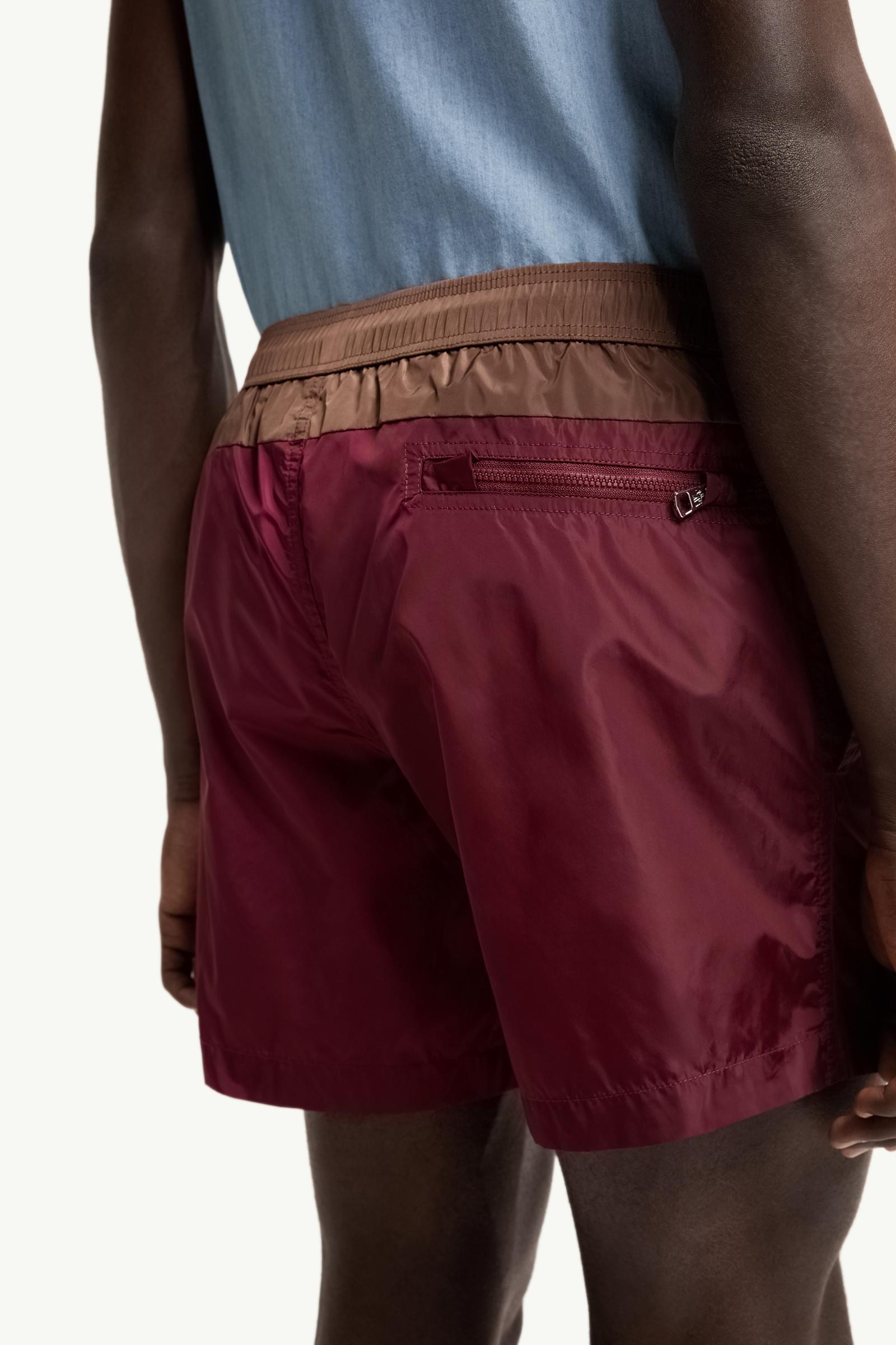 Moncler Contrast Swim Shorts Burgundy Burgundy