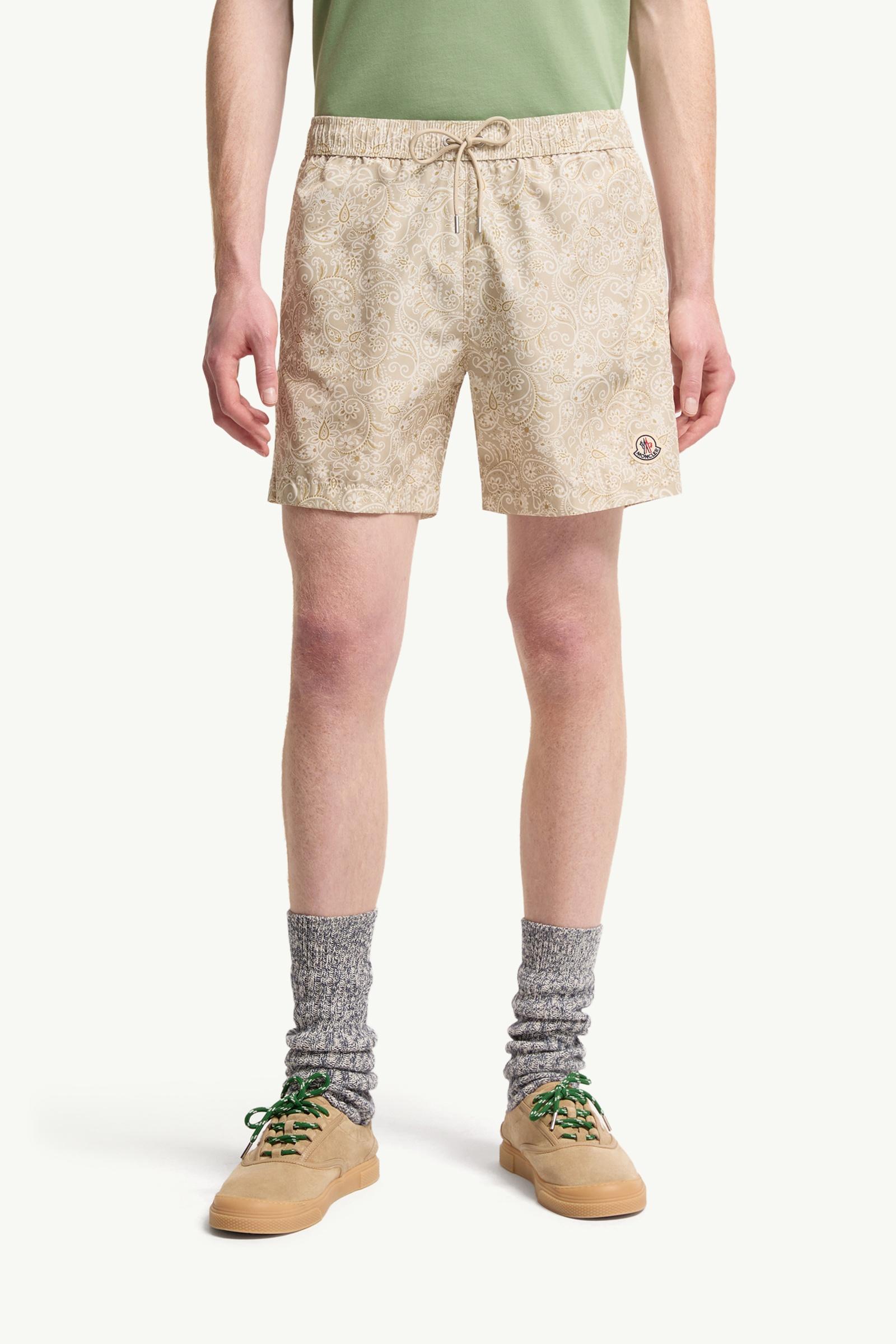 Moncler Paisley Print Swim Shorts Light Beige Light Beige