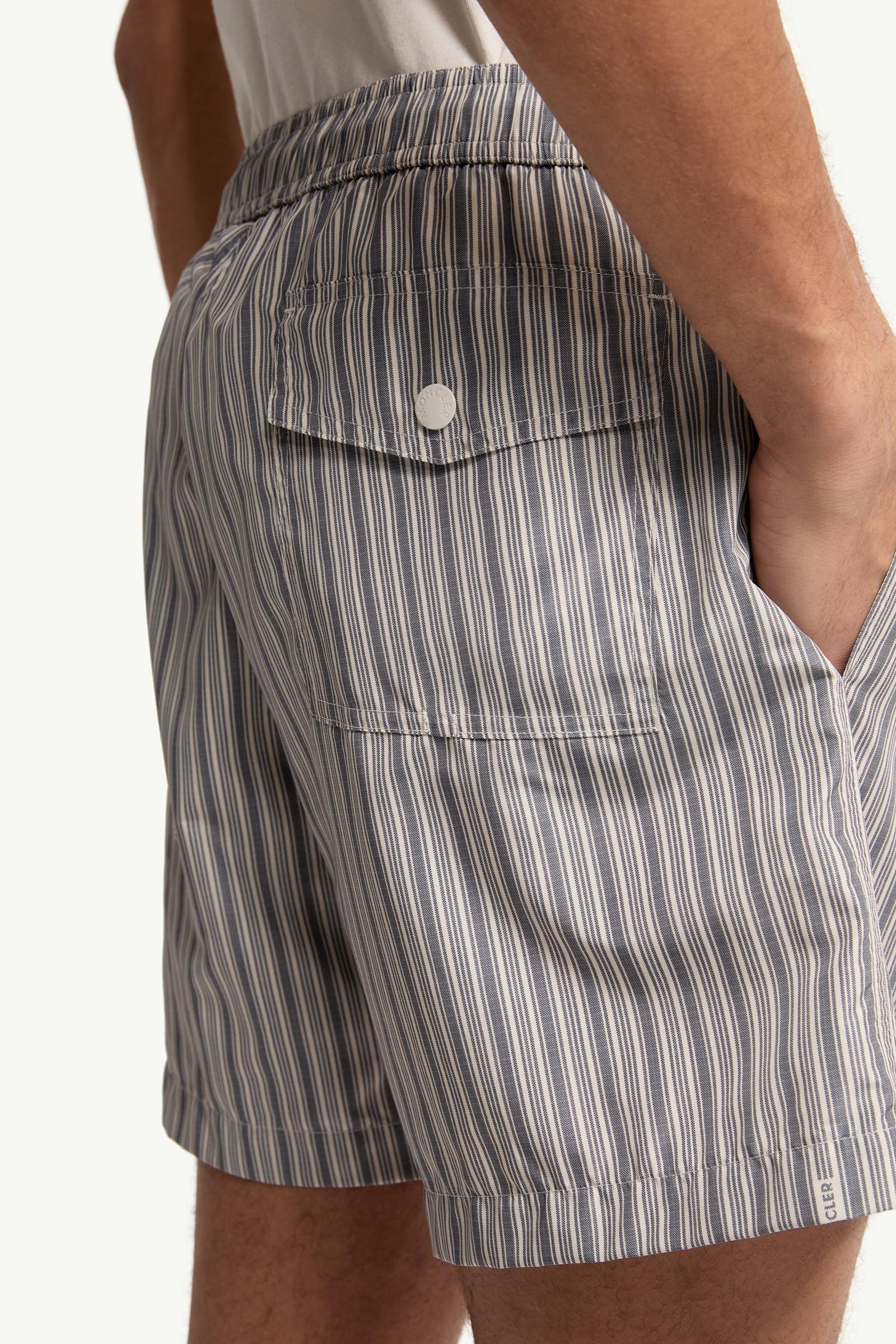 Moncler Striped Swim Shorts White & Blue White & Blue