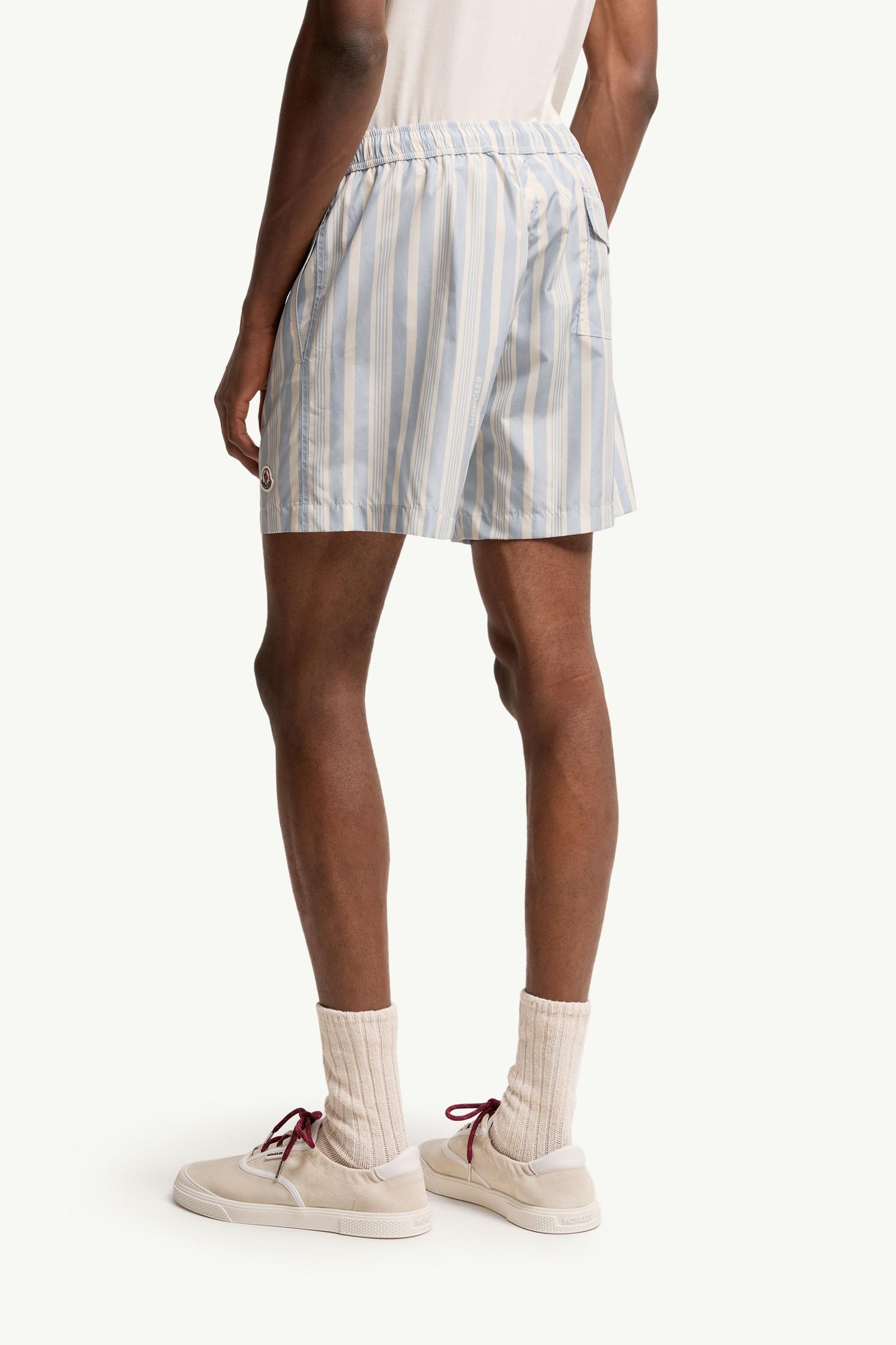 Moncler Striped Swim Shorts White & Blue White & Blue