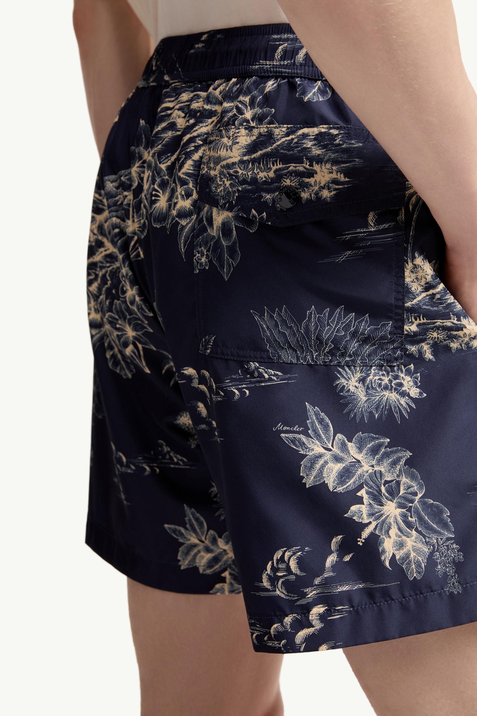 Moncler Floral Print Swim Shorts Navy Blue Navy Blue