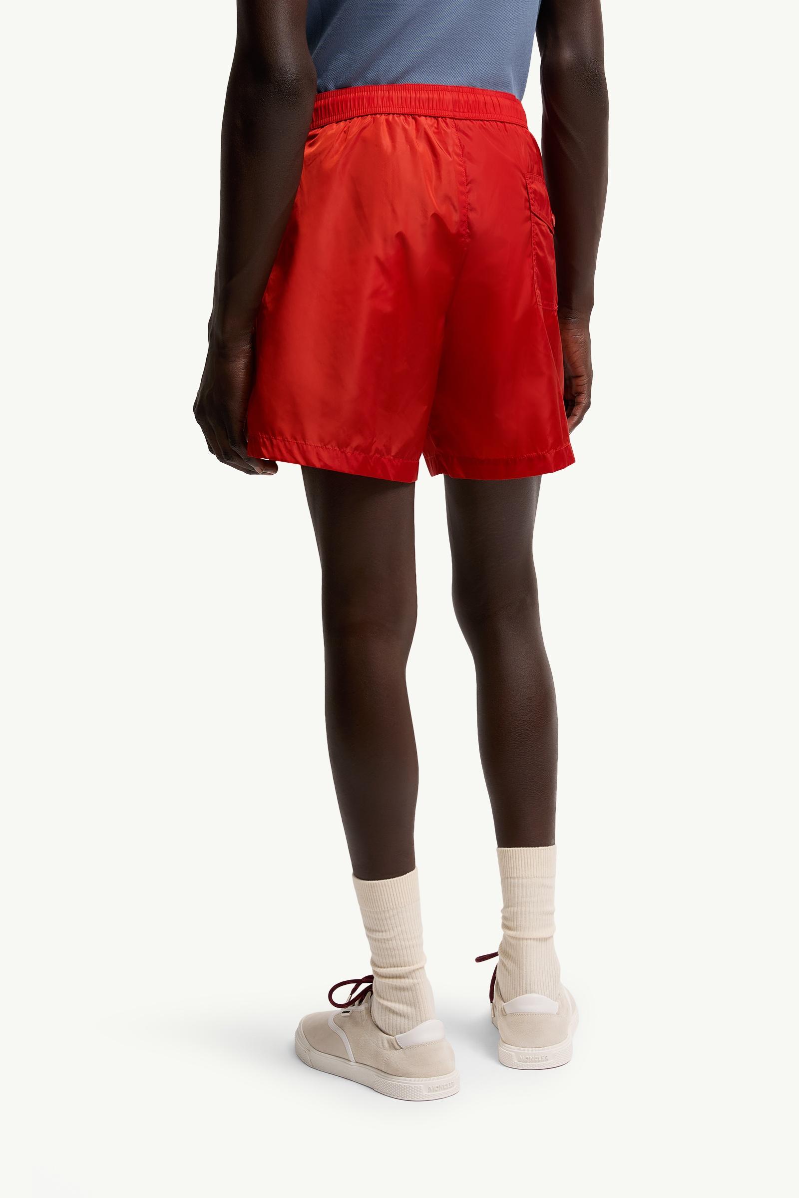 Moncler Logo Patch Swim Shorts Red Red