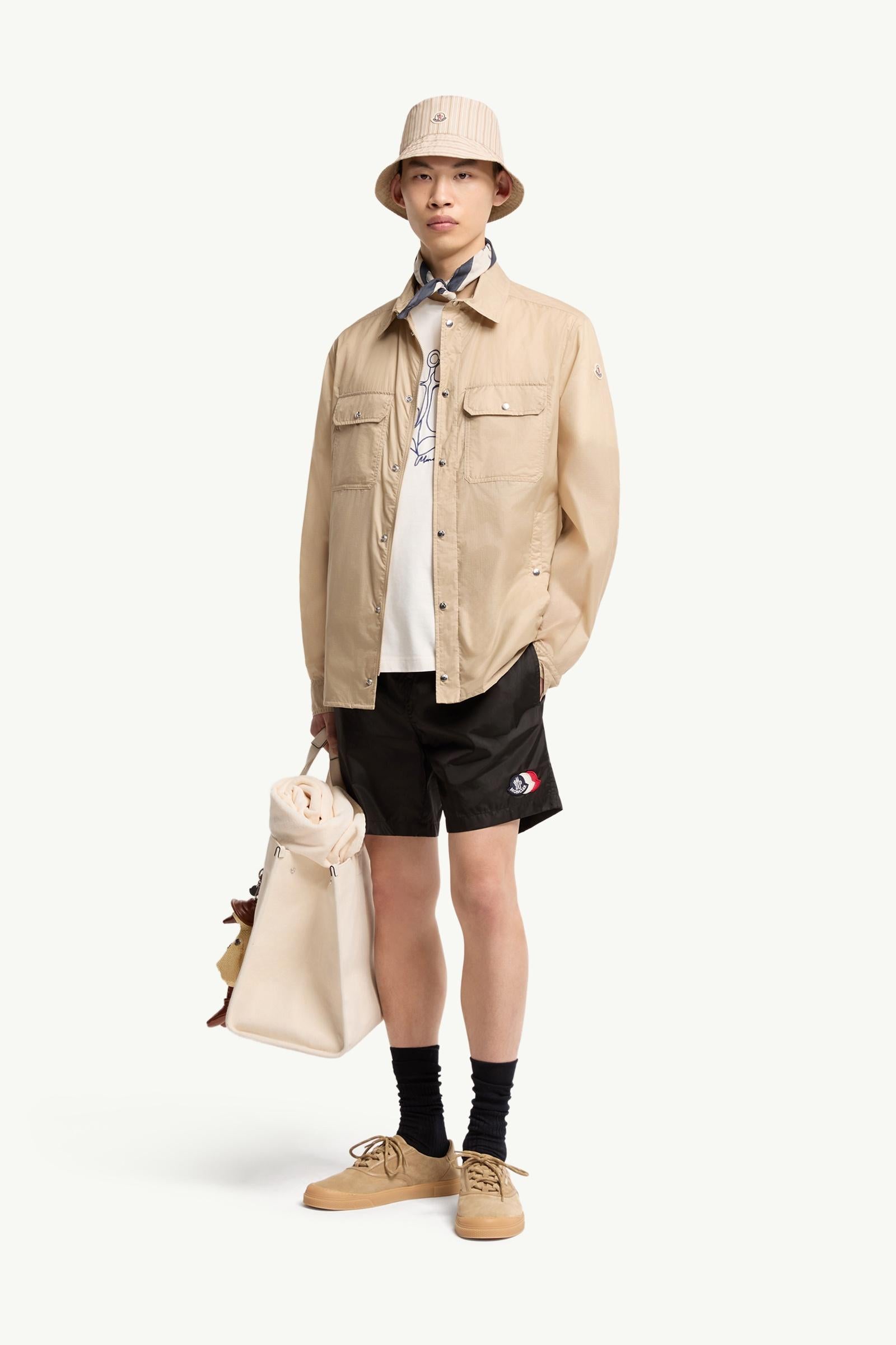 Moncler Logo Patch Swim Shorts Black Black