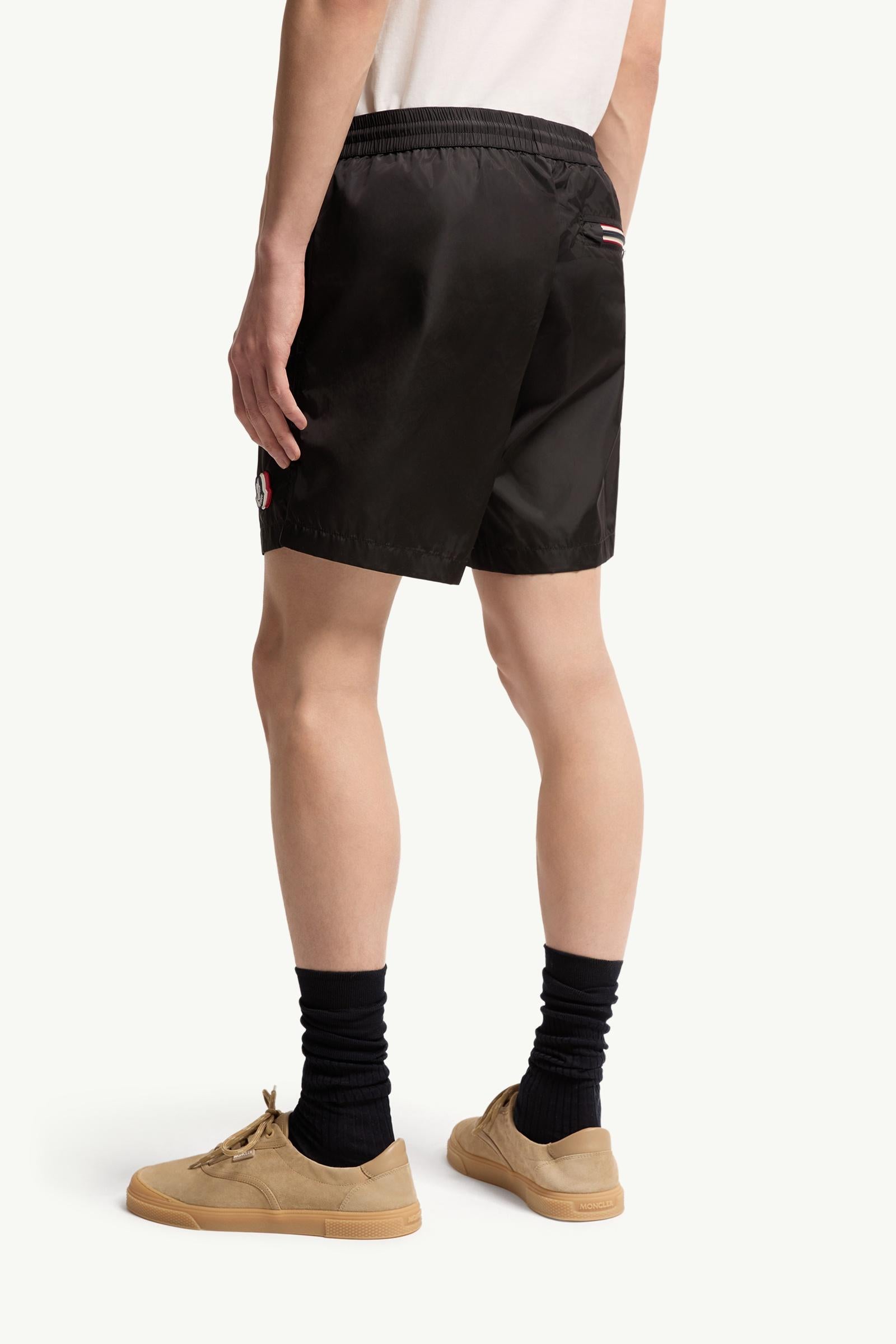 Moncler Logo Patch Swim Shorts Black Black