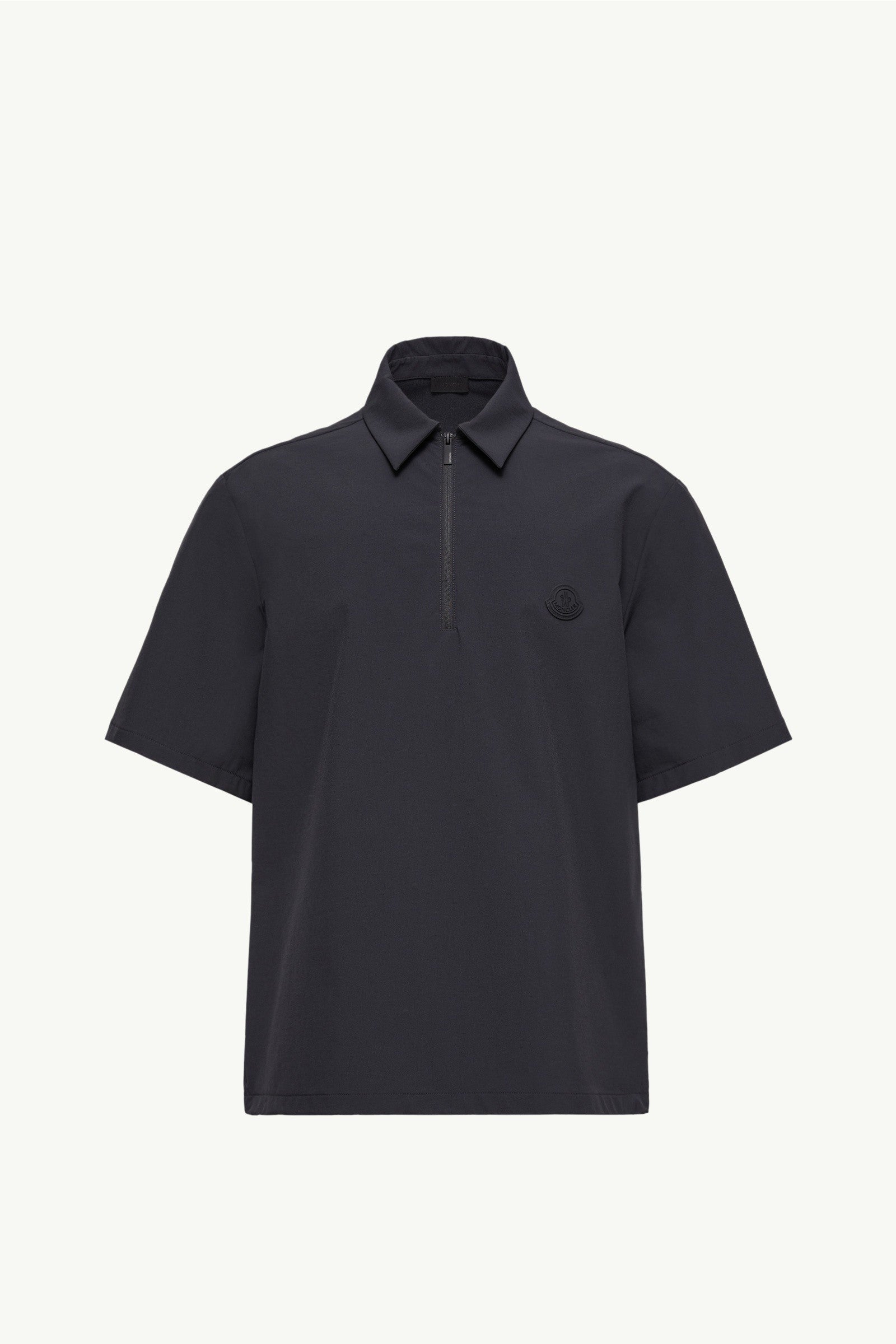 Moncler Logo Short Sleeve Half-Zip Shirt Black Black