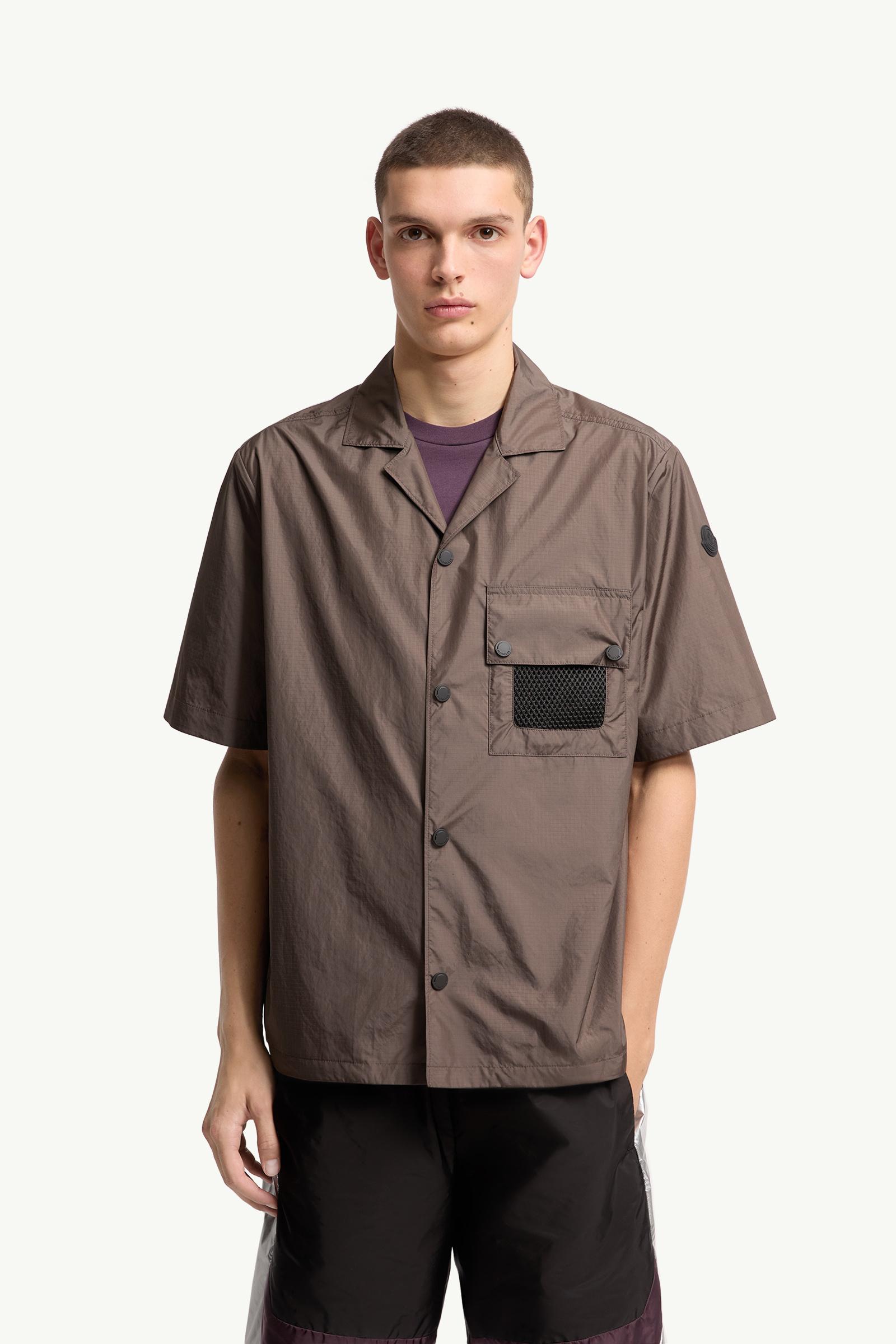 Moncler Logo Short Sleeve Shirt Brown Brown