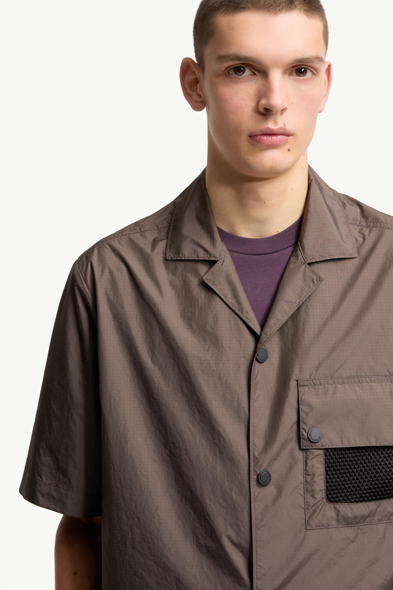 Moncler Logo Short Sleeve Shirt Brown Brown