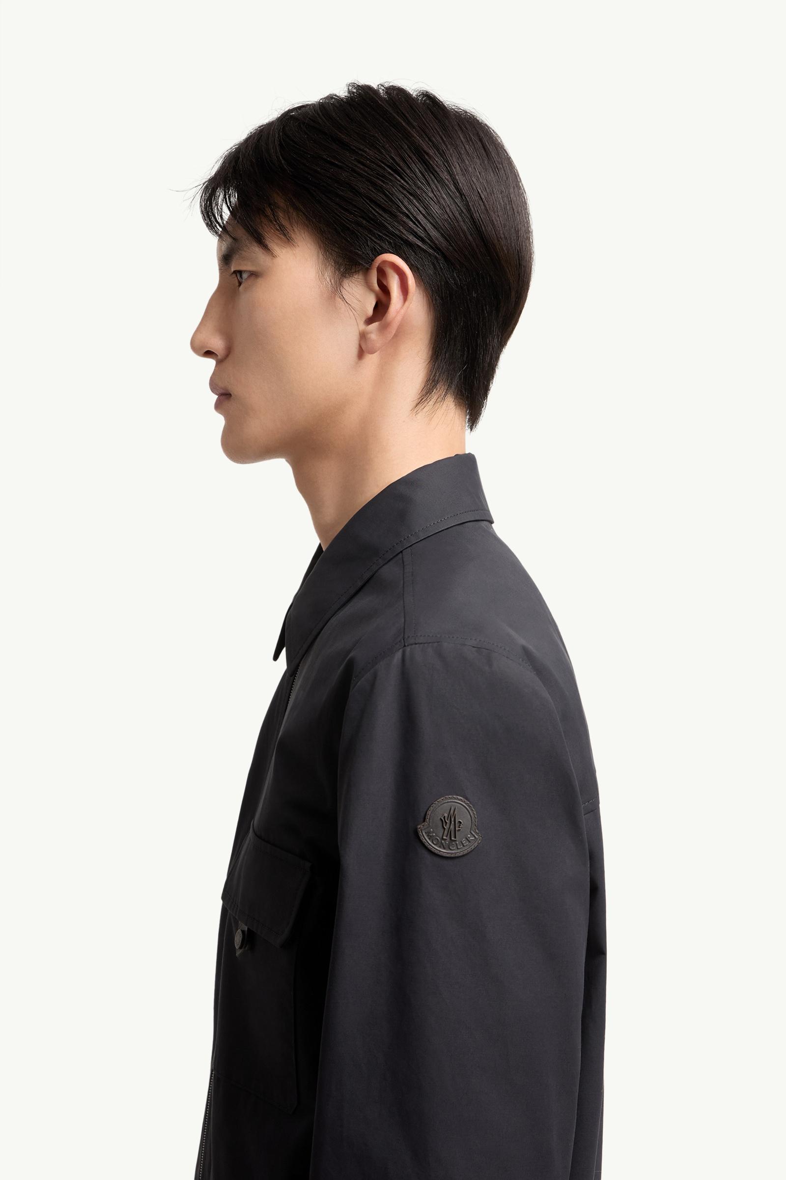Moncler Leather Logo Cotton Blend Shirt Navy Blue Navy Blue