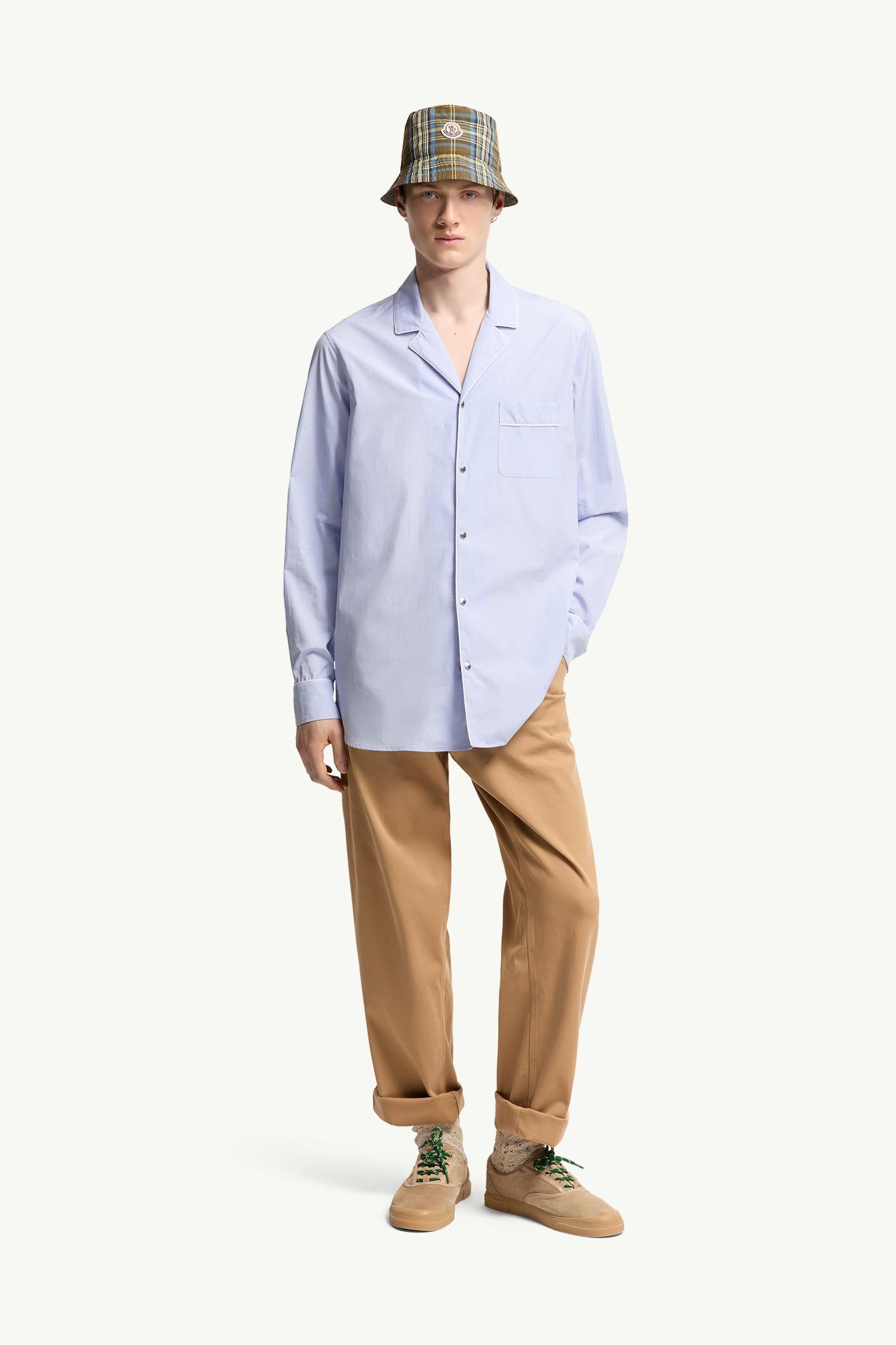 Moncler Fil-À-Fil Cotton Long Sleeve Shirt Light Blue Light Blue