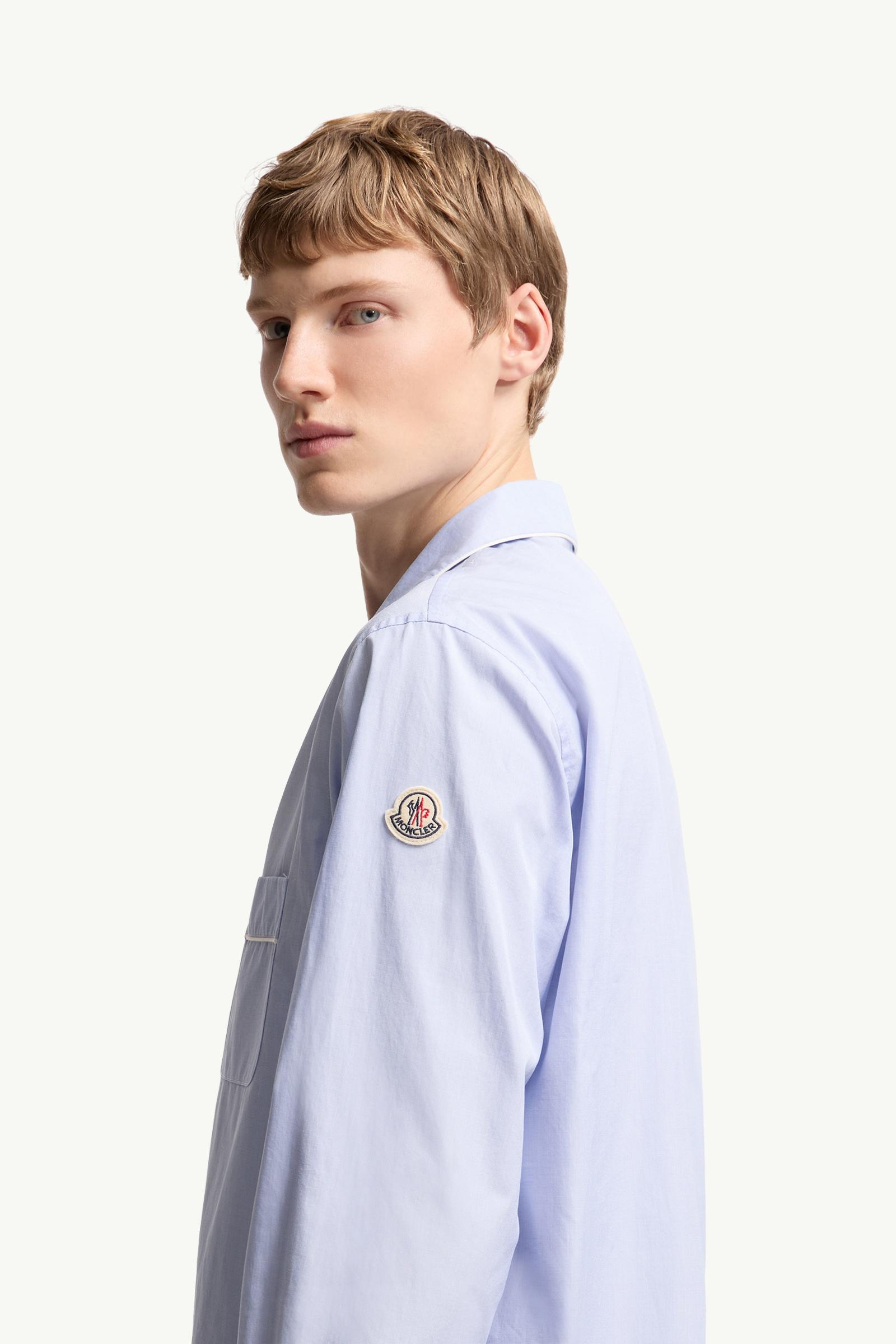 Moncler Fil-À-Fil Cotton Long Sleeve Shirt Light Blue Light Blue