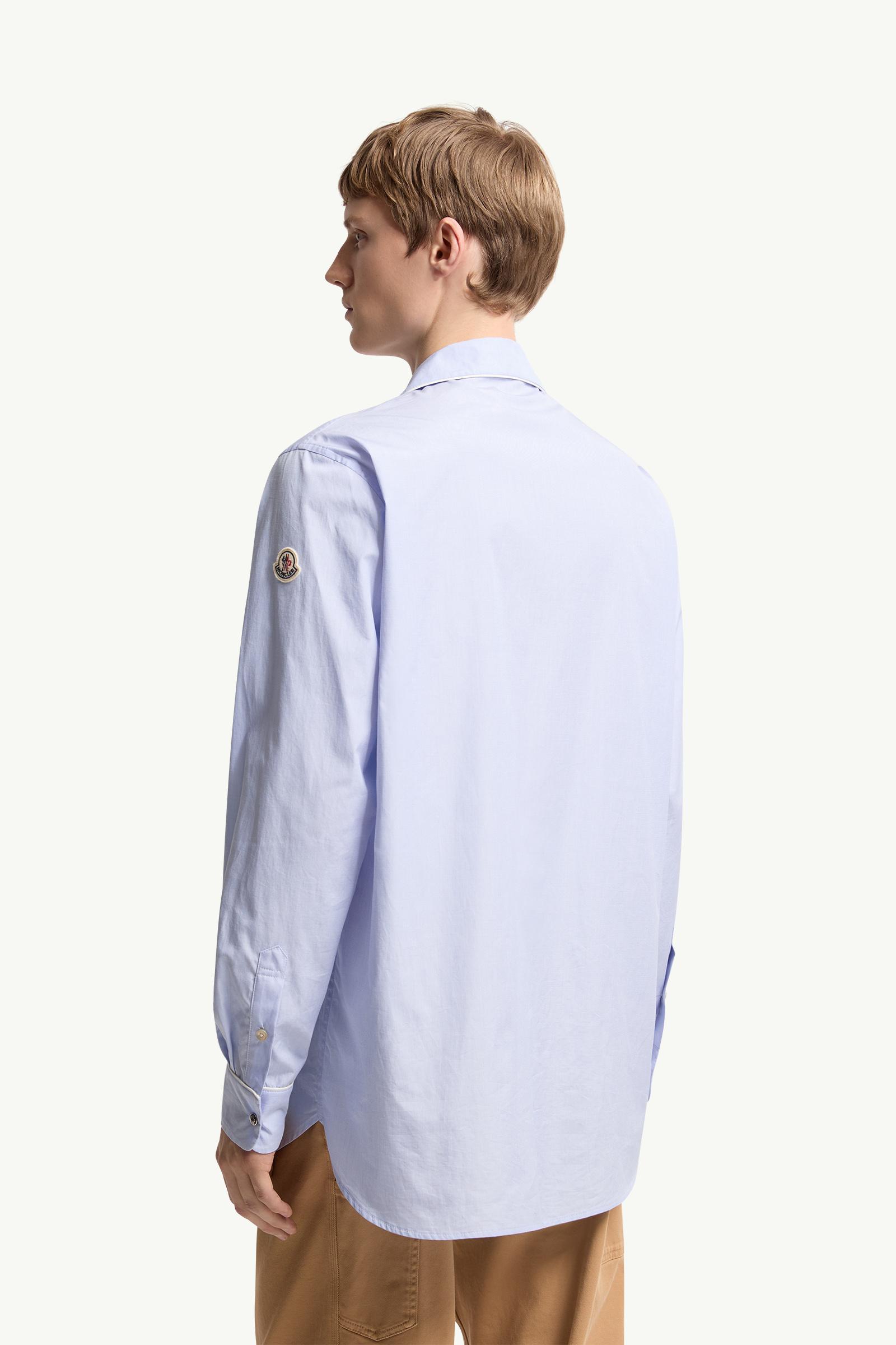 Moncler Fil-À-Fil Cotton Long Sleeve Shirt Light Blue Light Blue