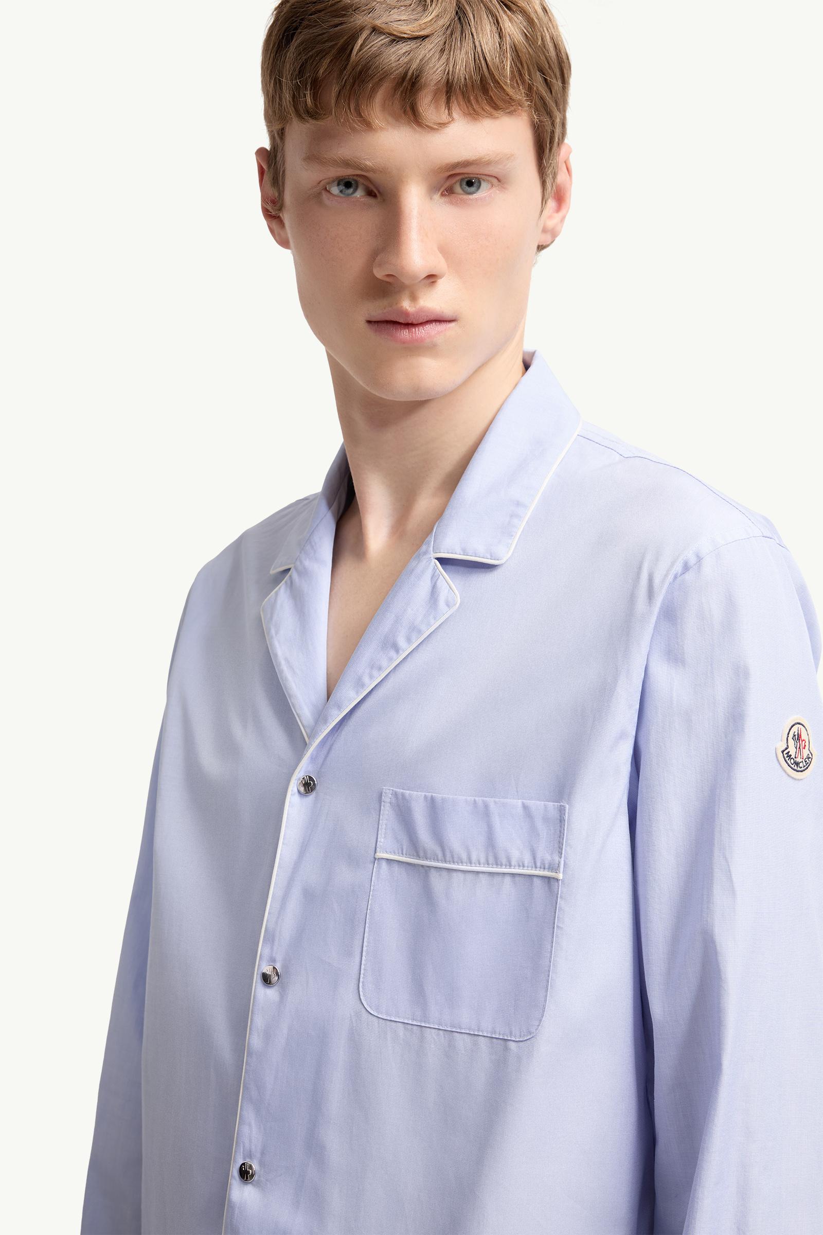 Moncler Fil-À-Fil Cotton Long Sleeve Shirt Light Blue Light Blue