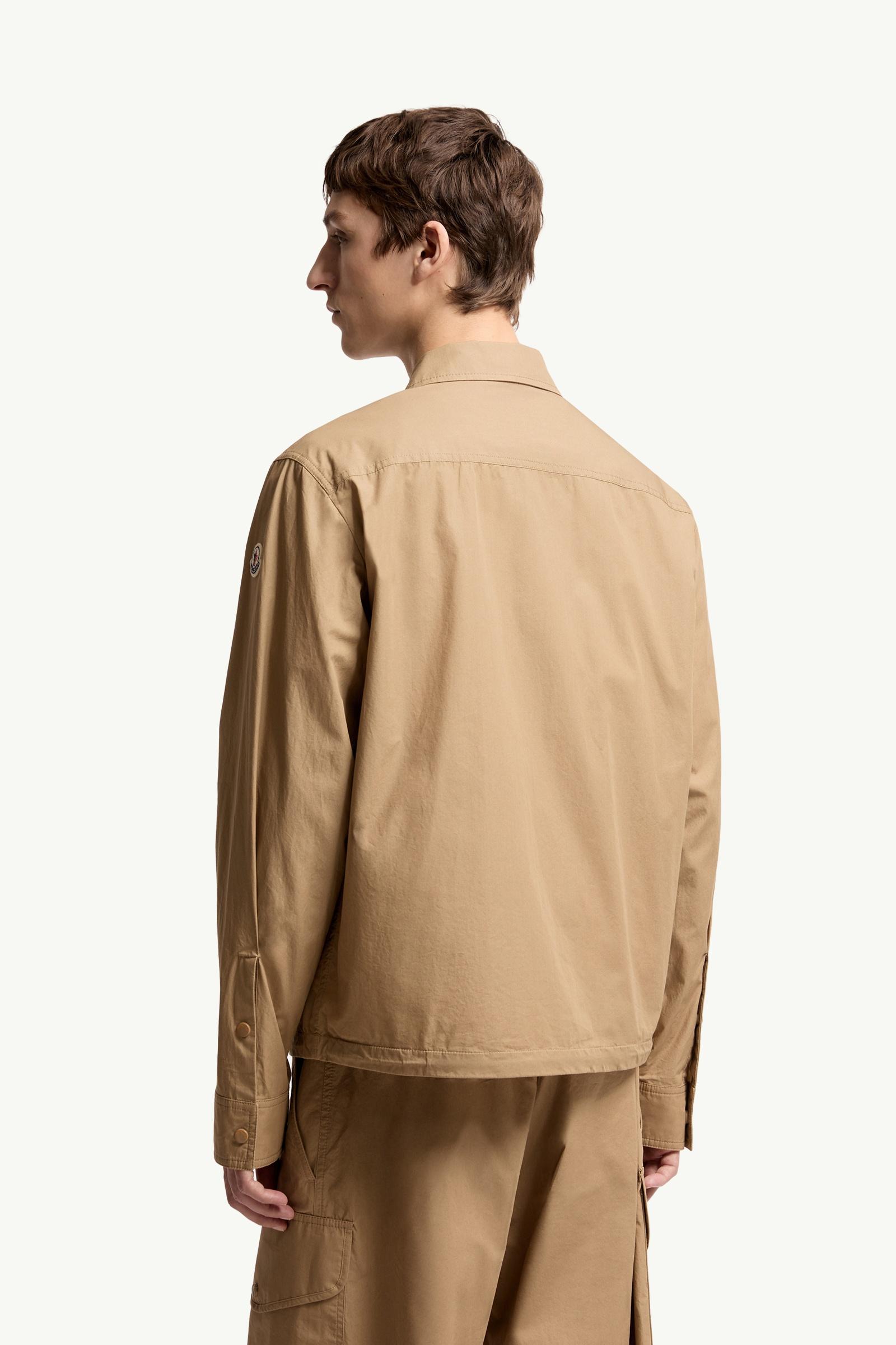 Moncler Cotton Poplin Long Sleeve Zip-Up Shirt Jacket Beige Beige