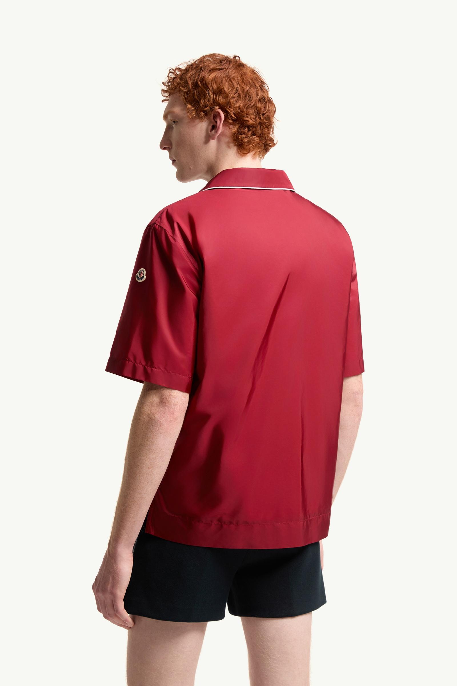 Moncler Embroidered Logo Short Sleeve Shirt Burgundy Burgundy