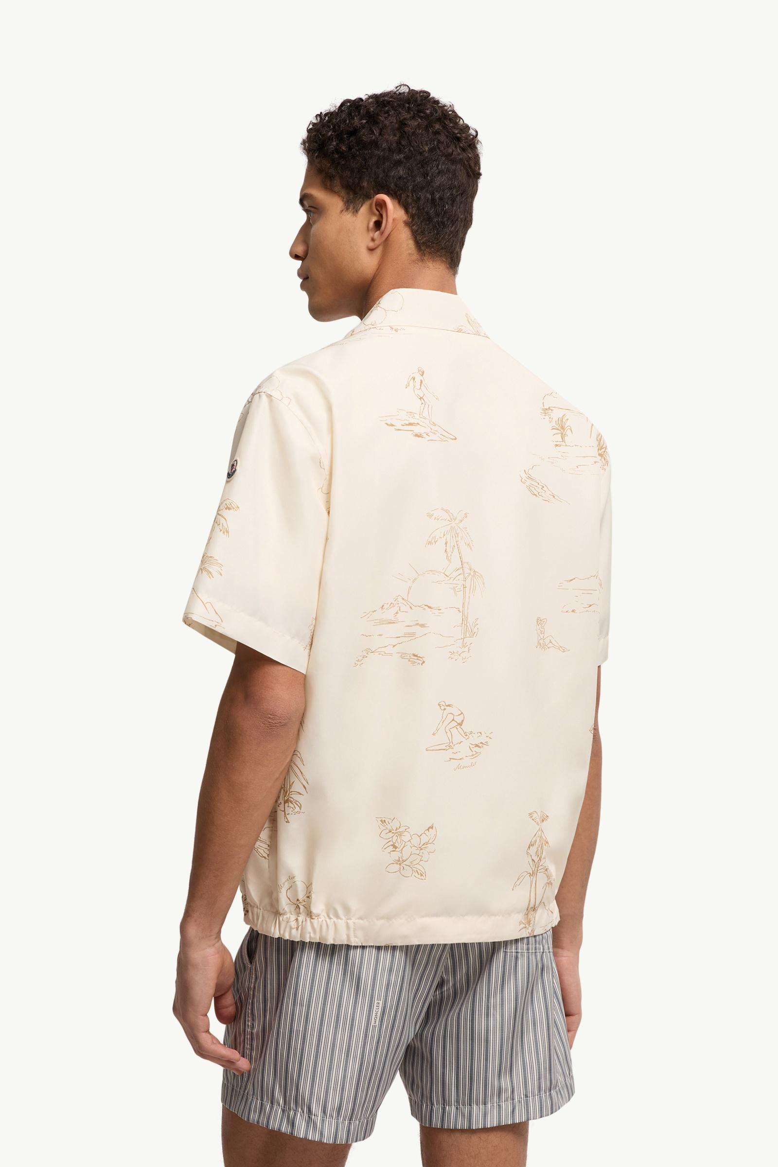 Moncler Surf Print Short Sleeve Shirt White Ivory White Ivory