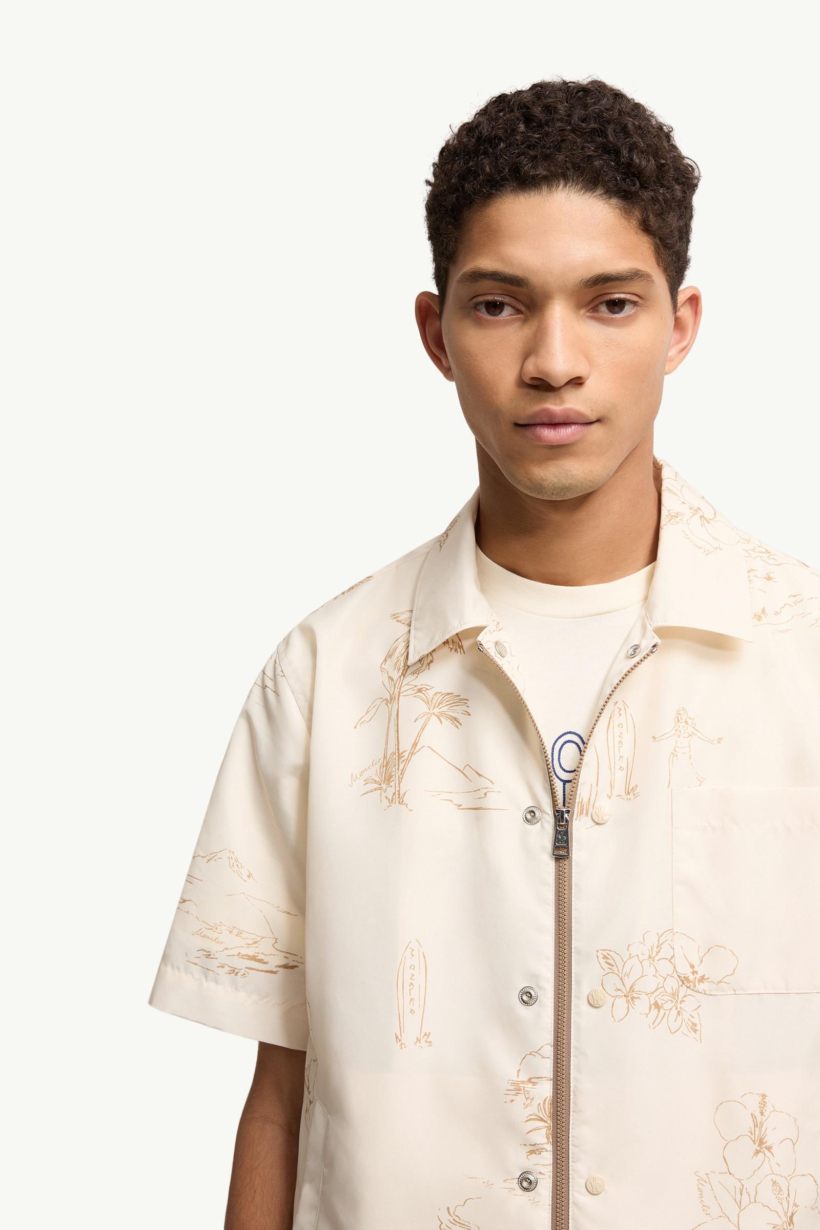 Moncler Surf Print Short Sleeve Shirt White Ivory White Ivory