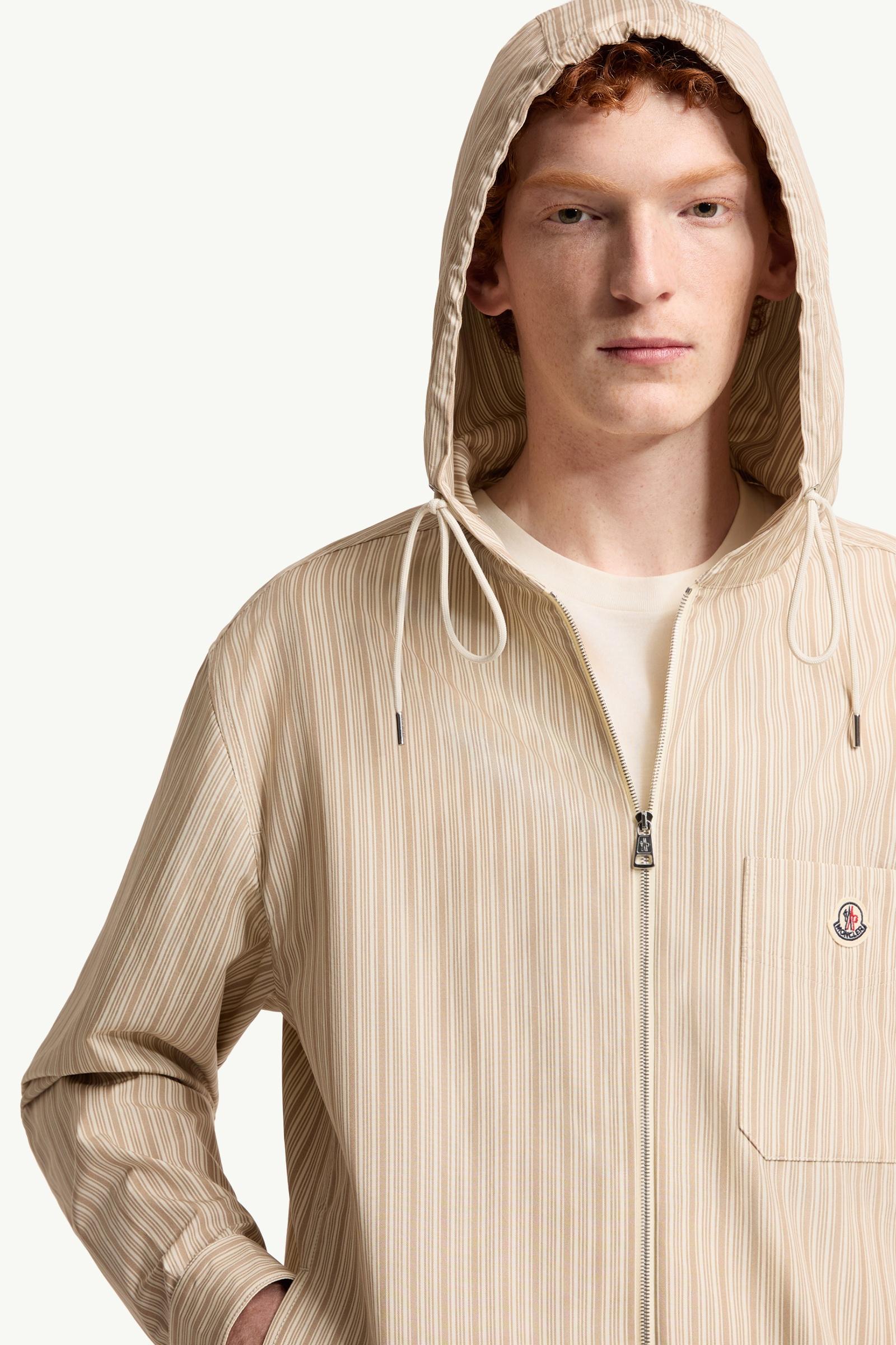 Moncler Striped Cotton Poplin Shirt Beige Beige