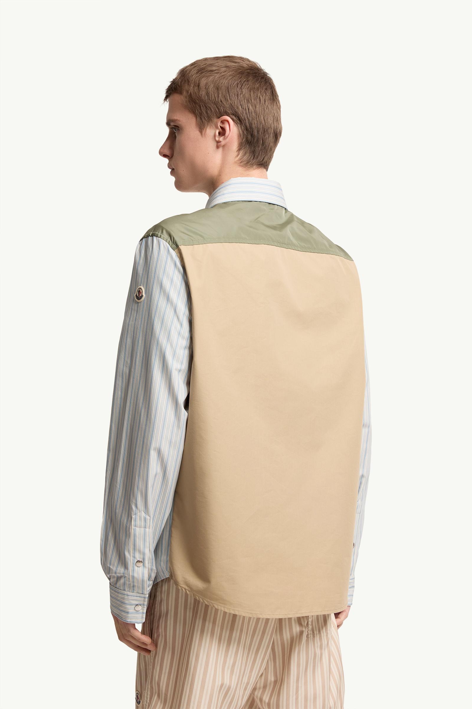 Moncler Striped Cotton Poplin Shirt Light Blue Light Blue