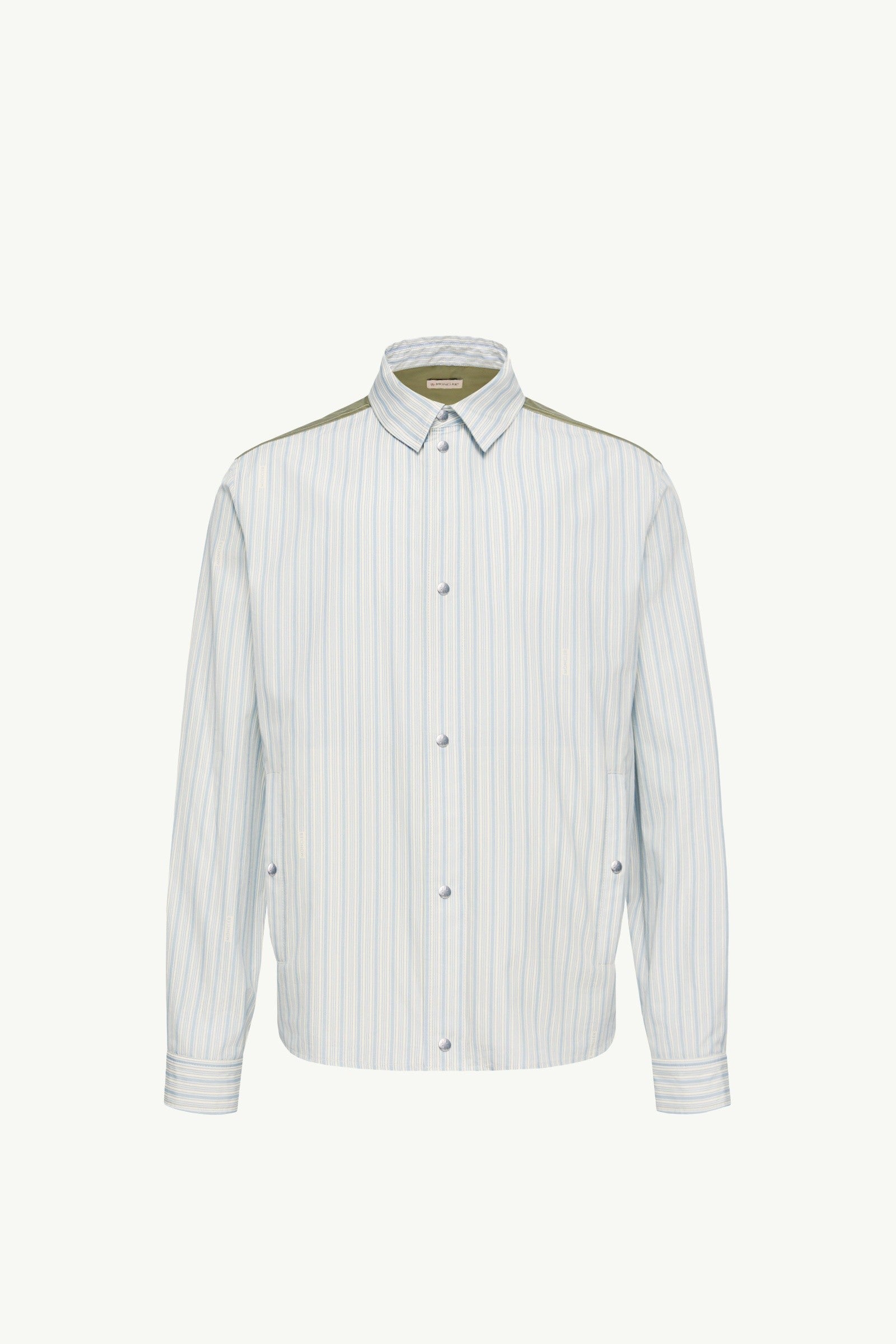 Moncler Striped Cotton Poplin Shirt Light Blue Light Blue