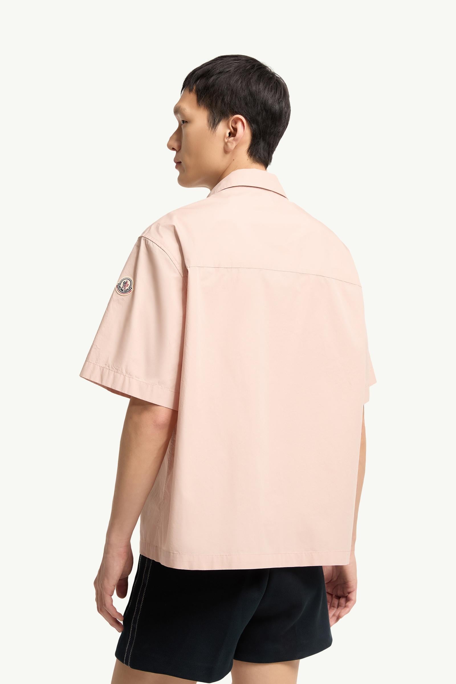 Moncler Cotton Poplin Short Sleeve Shirt Light Pink Light Pink