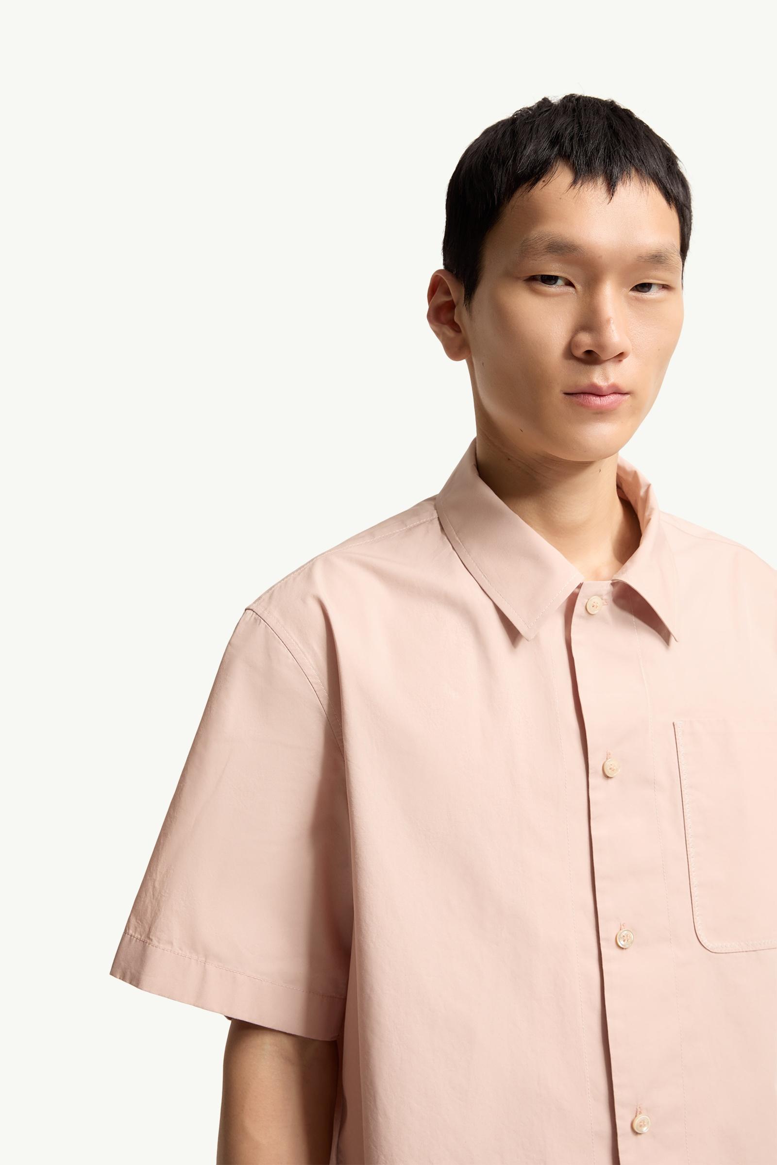Moncler Cotton Poplin Short Sleeve Shirt Light Pink Light Pink
