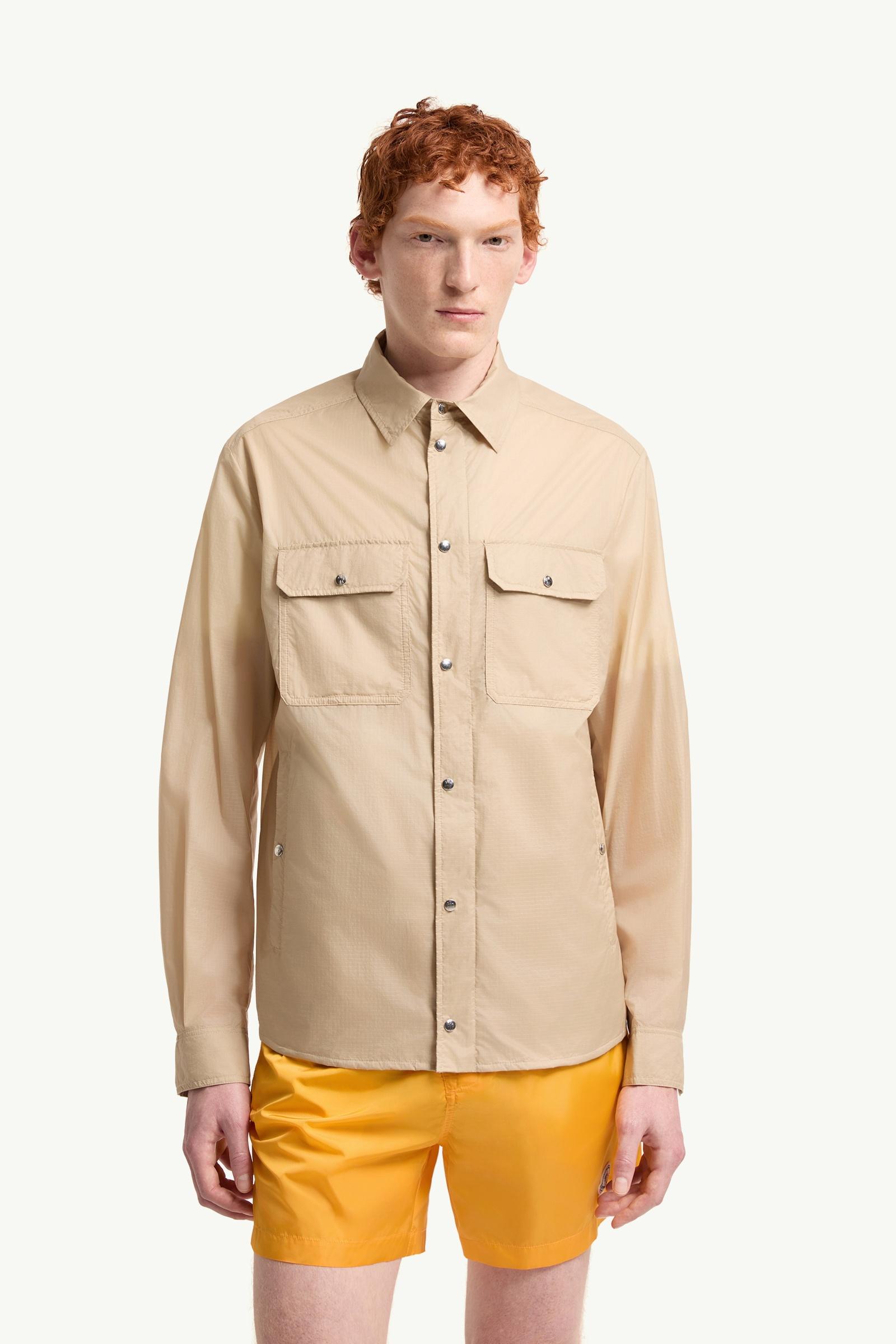 Moncler Logo Patch Long Sleeve Shirt Beige Beige