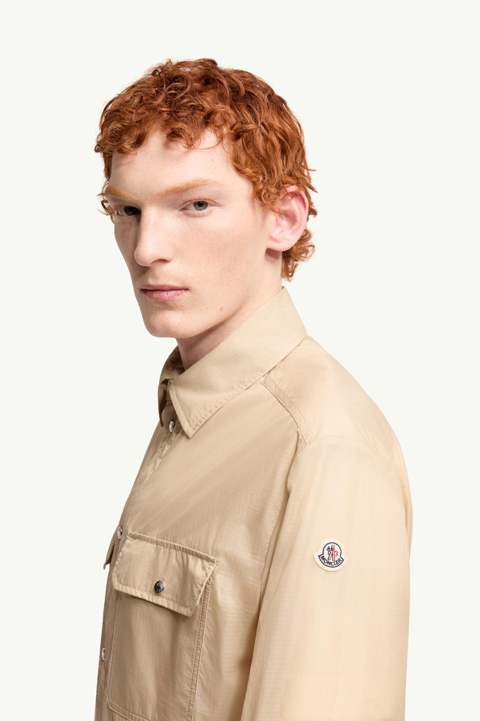 Moncler Logo Patch Long Sleeve Shirt Beige Beige
