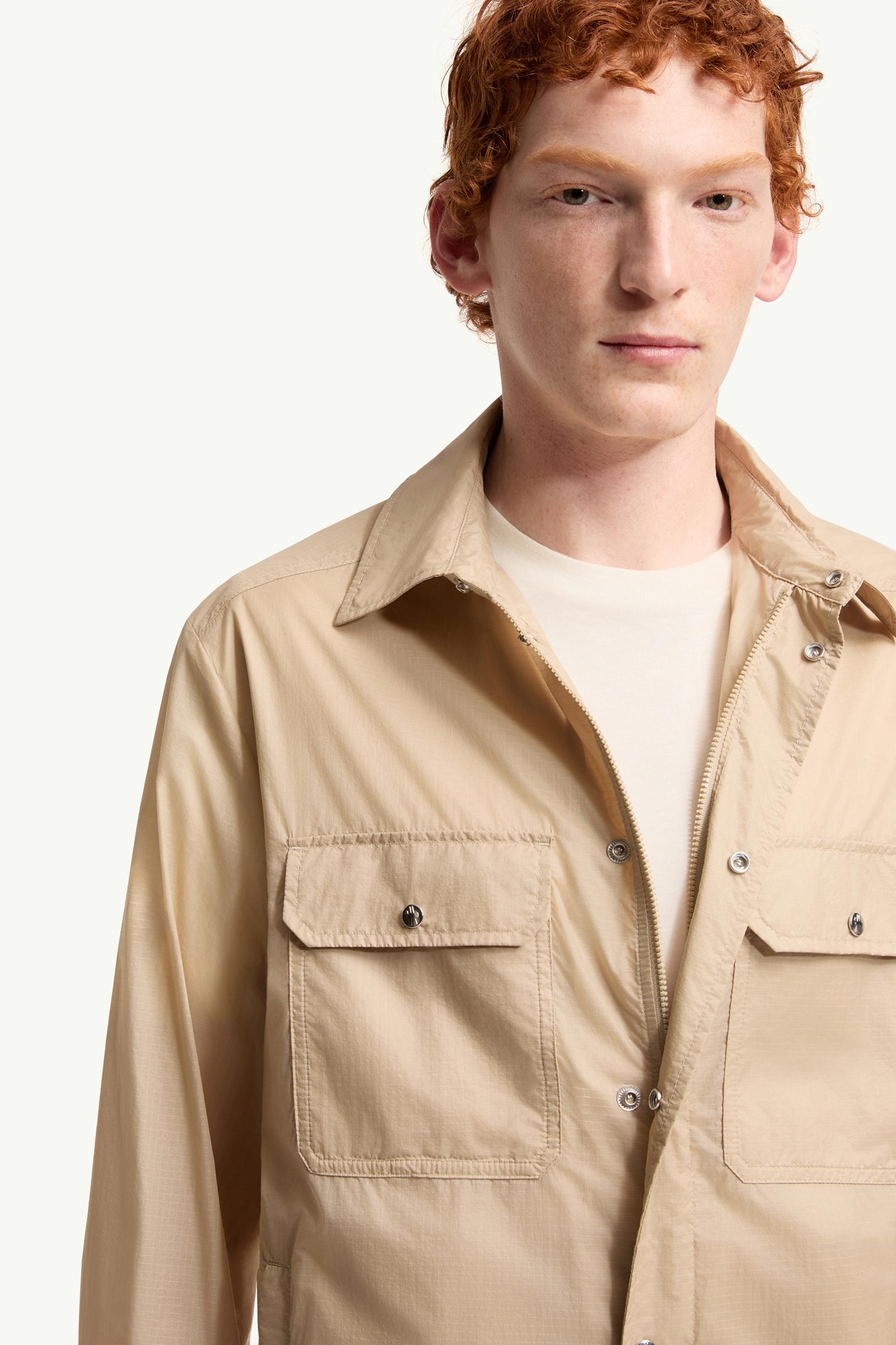 Moncler Logo Patch Long Sleeve Shirt Beige Beige