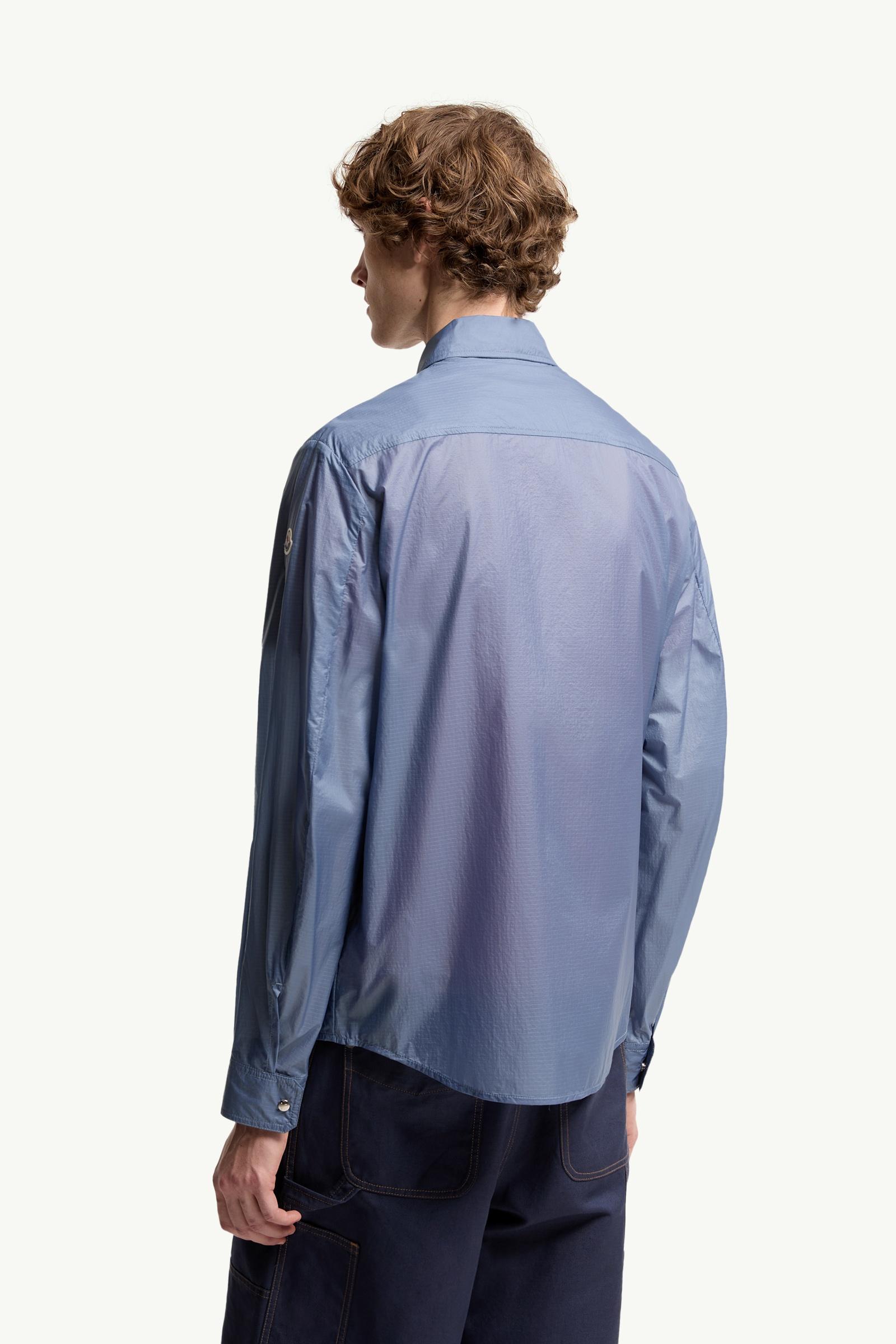 Moncler Logo Patch Long Sleeve Shirt Denim Blue Denim Blue