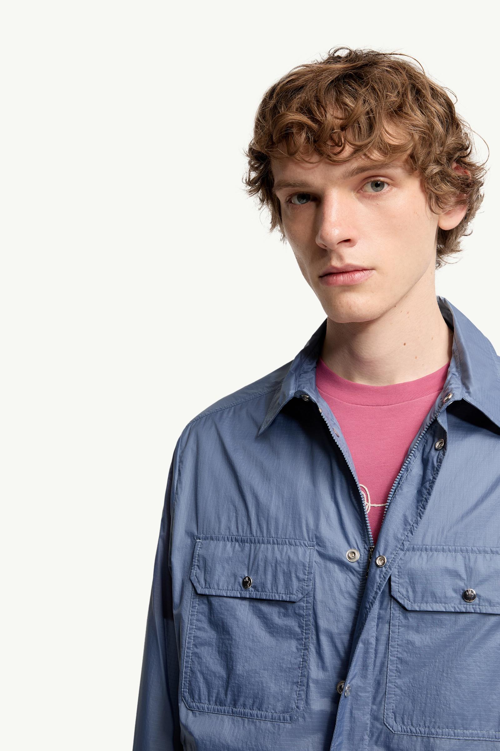 Moncler Logo Patch Long Sleeve Shirt Denim Blue Denim Blue