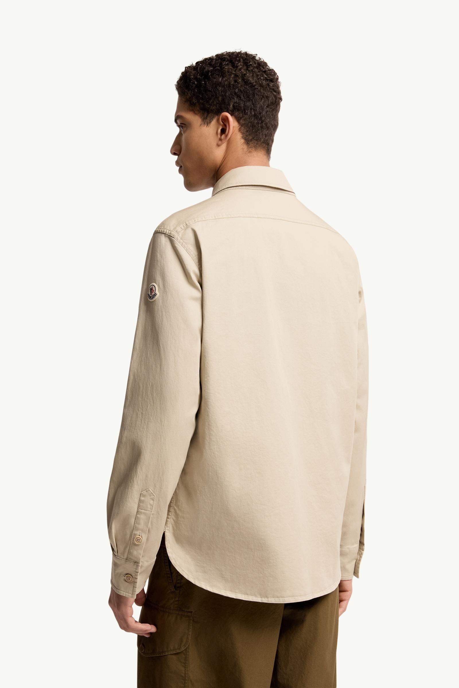 Moncler Cotton Blend Gabardine Long Sleeve Shirt Light Beige Light Beige